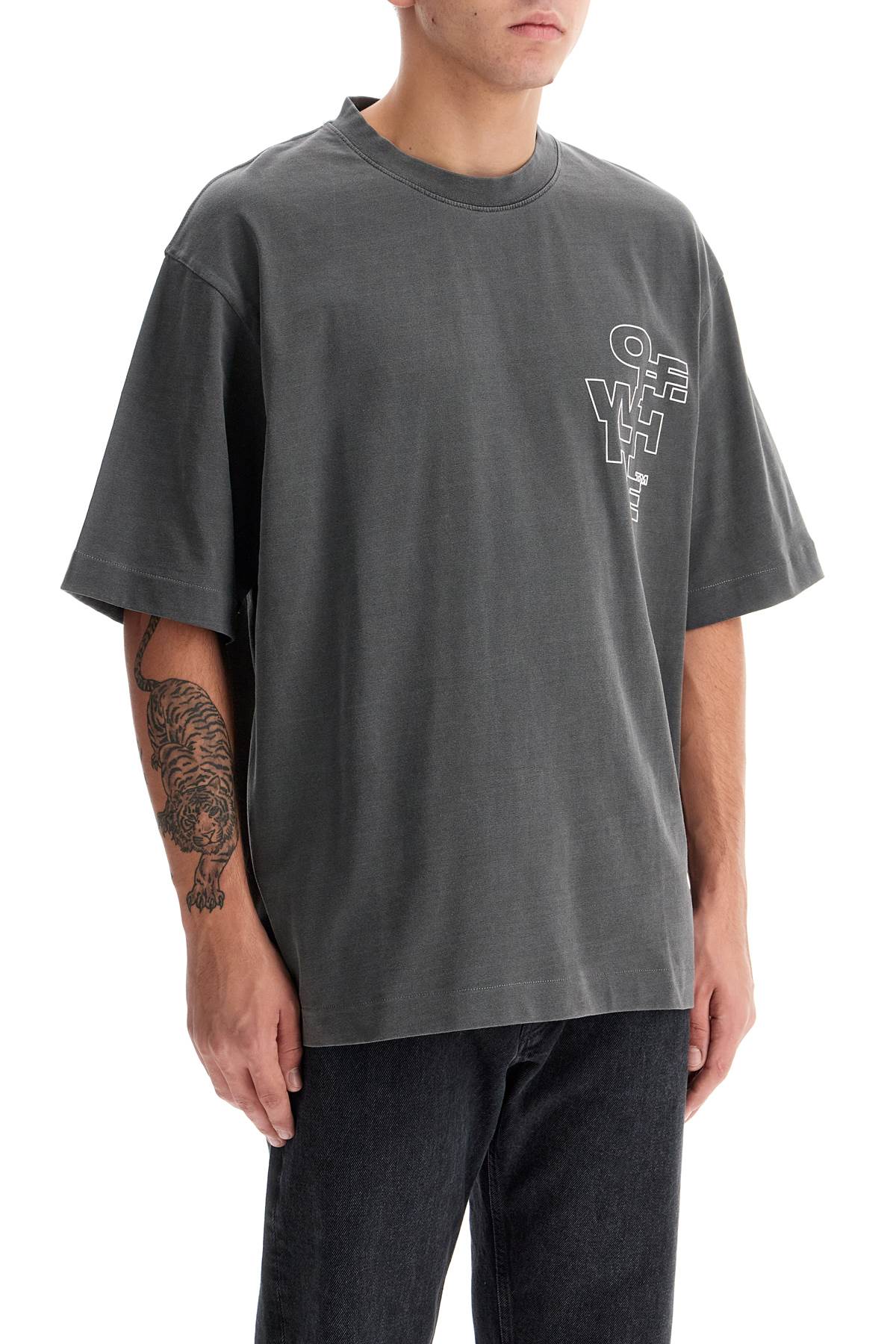 Shop Off-white Outline Arrow T-shirt Design In Grey