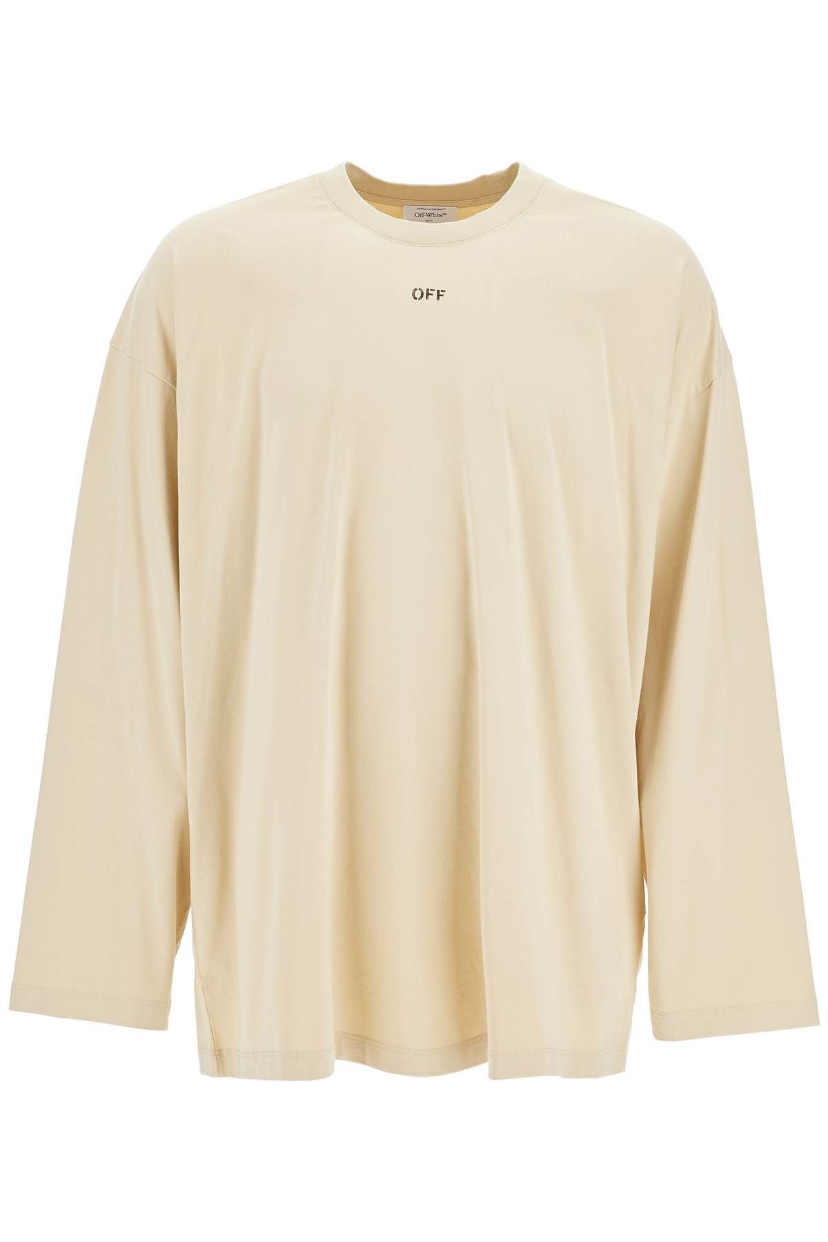 Shop Off-white Long Sleeve Oversized T-shirt For In Beige