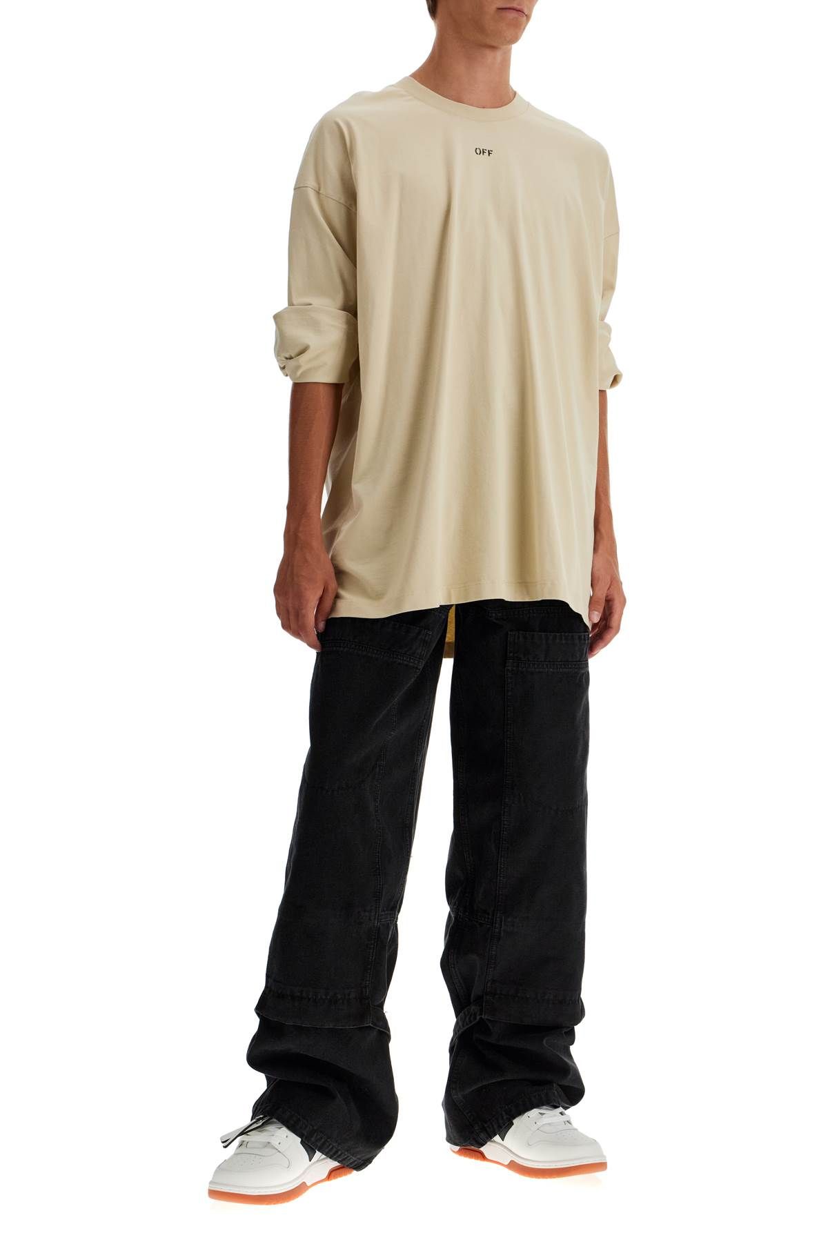 Shop Off-white Long Sleeve Oversized T-shirt For In Beige