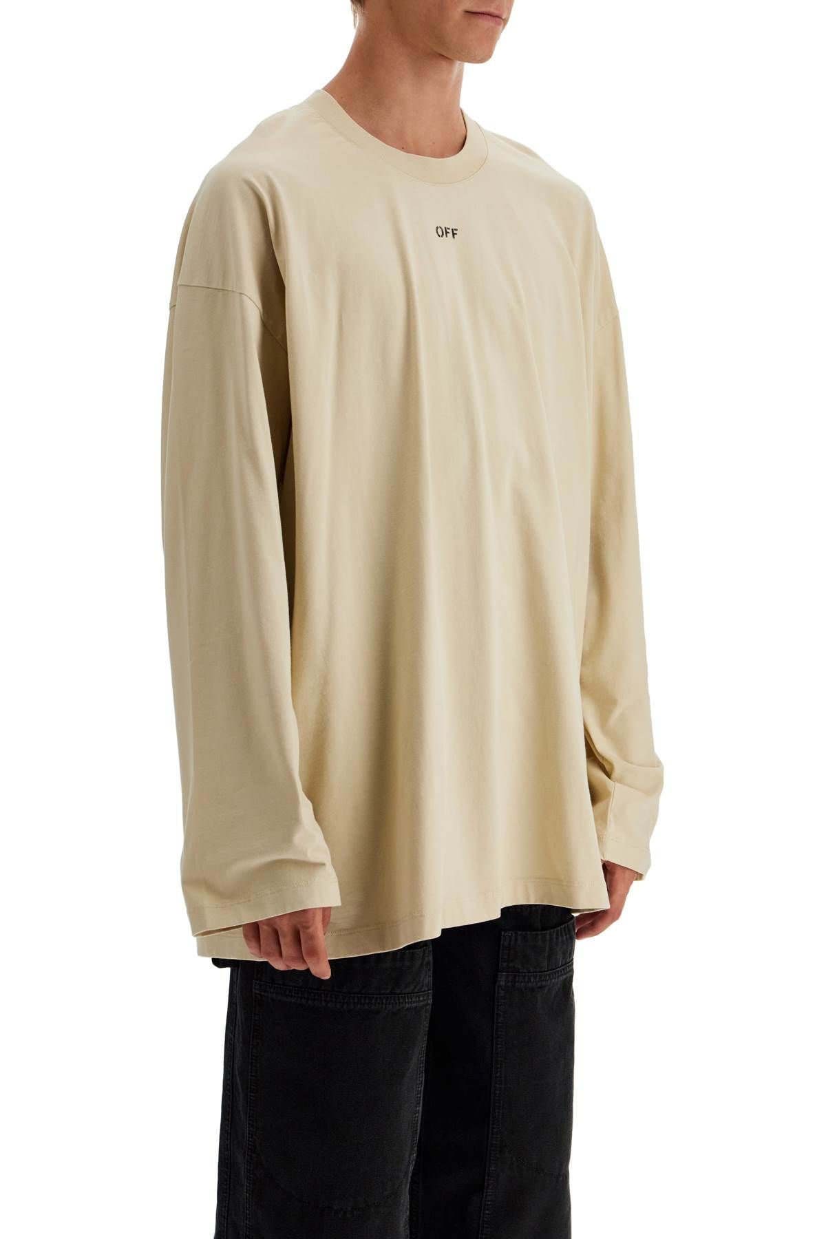 Shop Off-white Long Sleeve Oversized T-shirt For In Beige