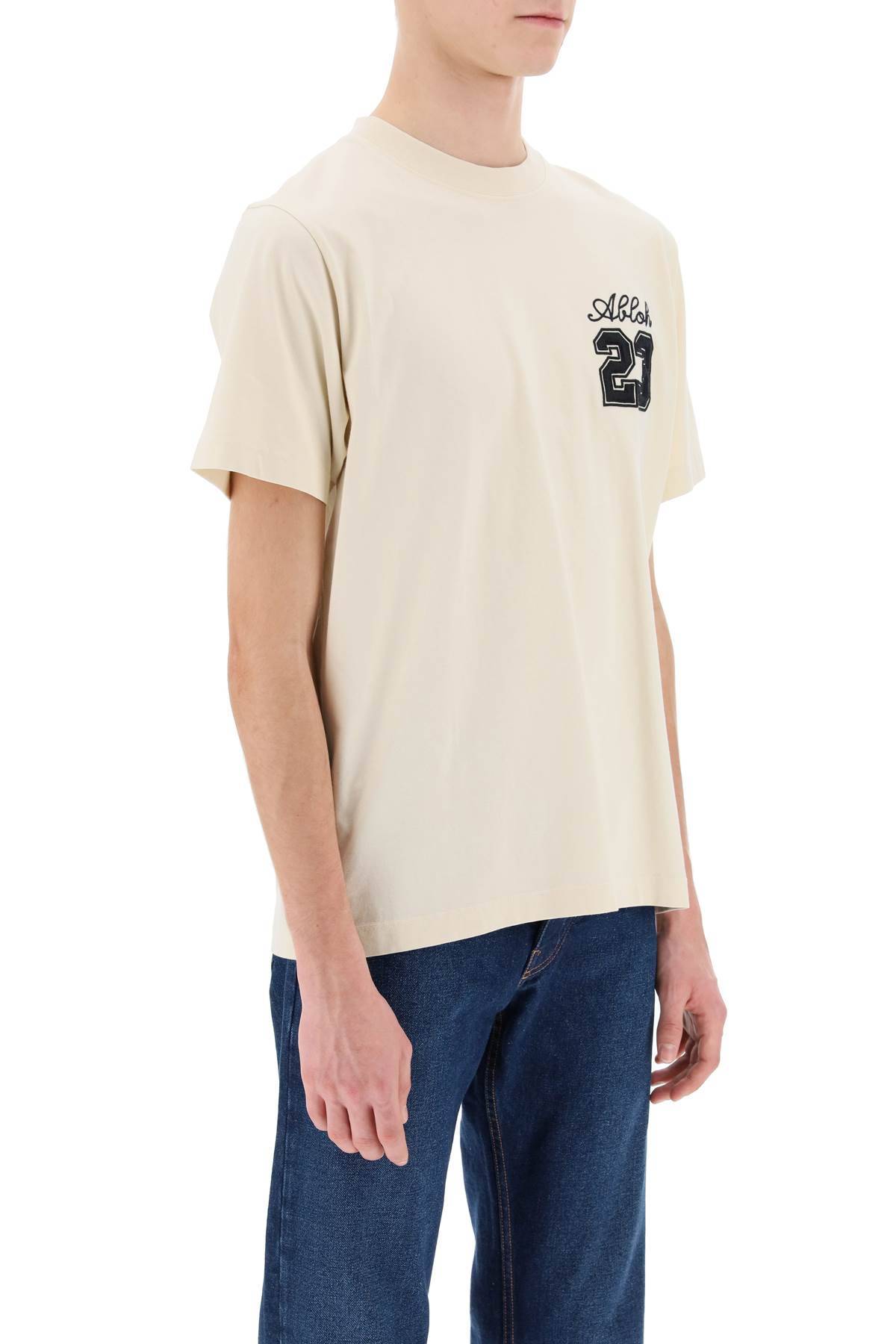 Shop Off-white Crew-neck T-shirt With 23 Logo In Beige,neutro