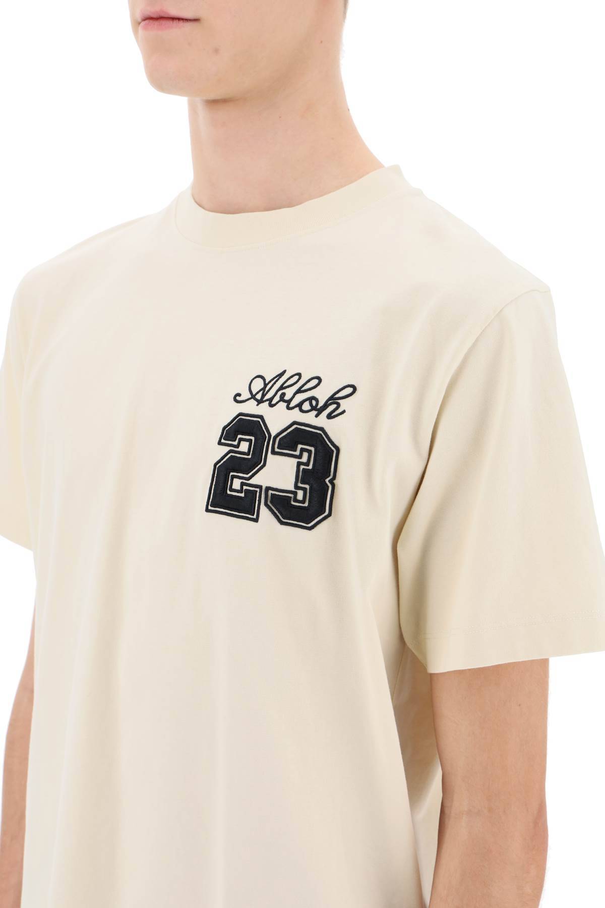 Shop Off-white Crew-neck T-shirt With 23 Logo In Beige,neutro