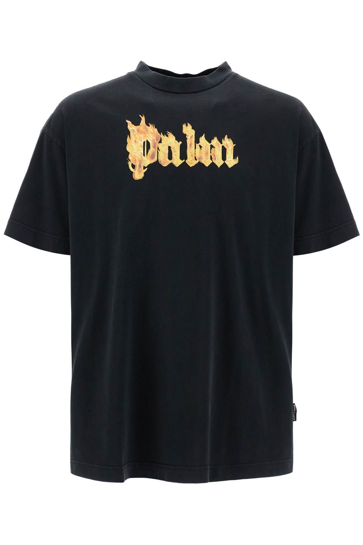 Shop Palm Angels 'burning Logo T-shirt In Black