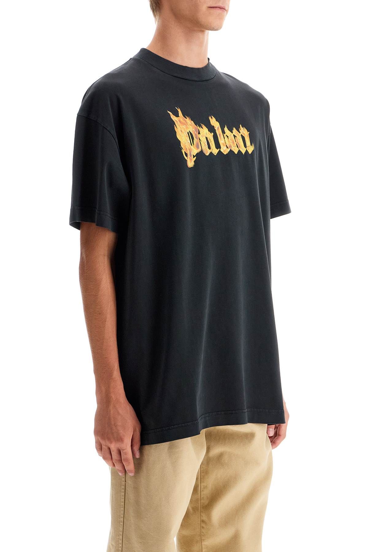 Shop Palm Angels 'burning Logo T-shirt In Black