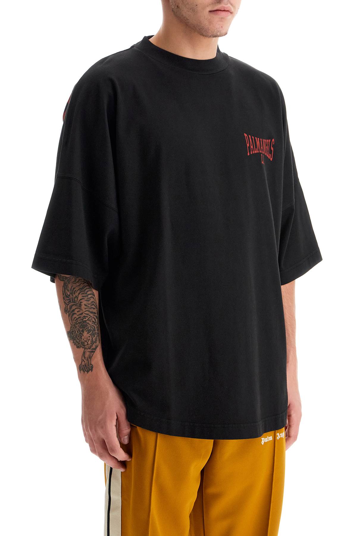 Shop Palm Angels College T-shirt In Black