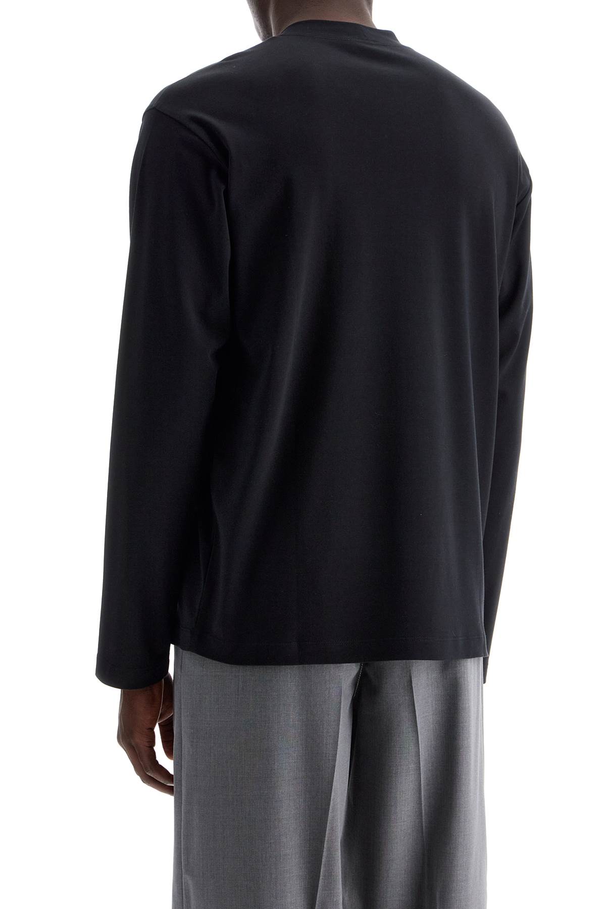 Shop Ferragamo Long-sleeved Cotton And Silk T-shirt For In Black