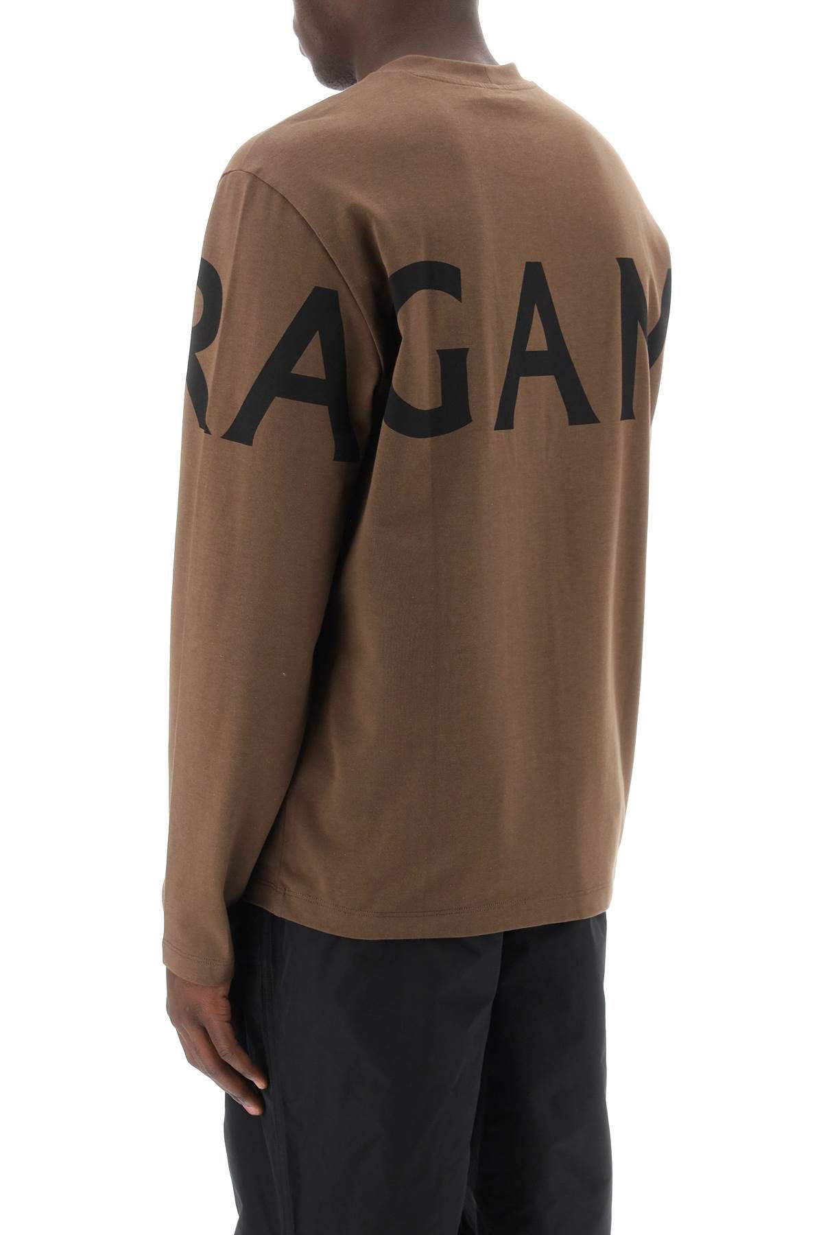 Shop Ferragamo Long Sleeve T-shirt With Oversized Logo In Brown