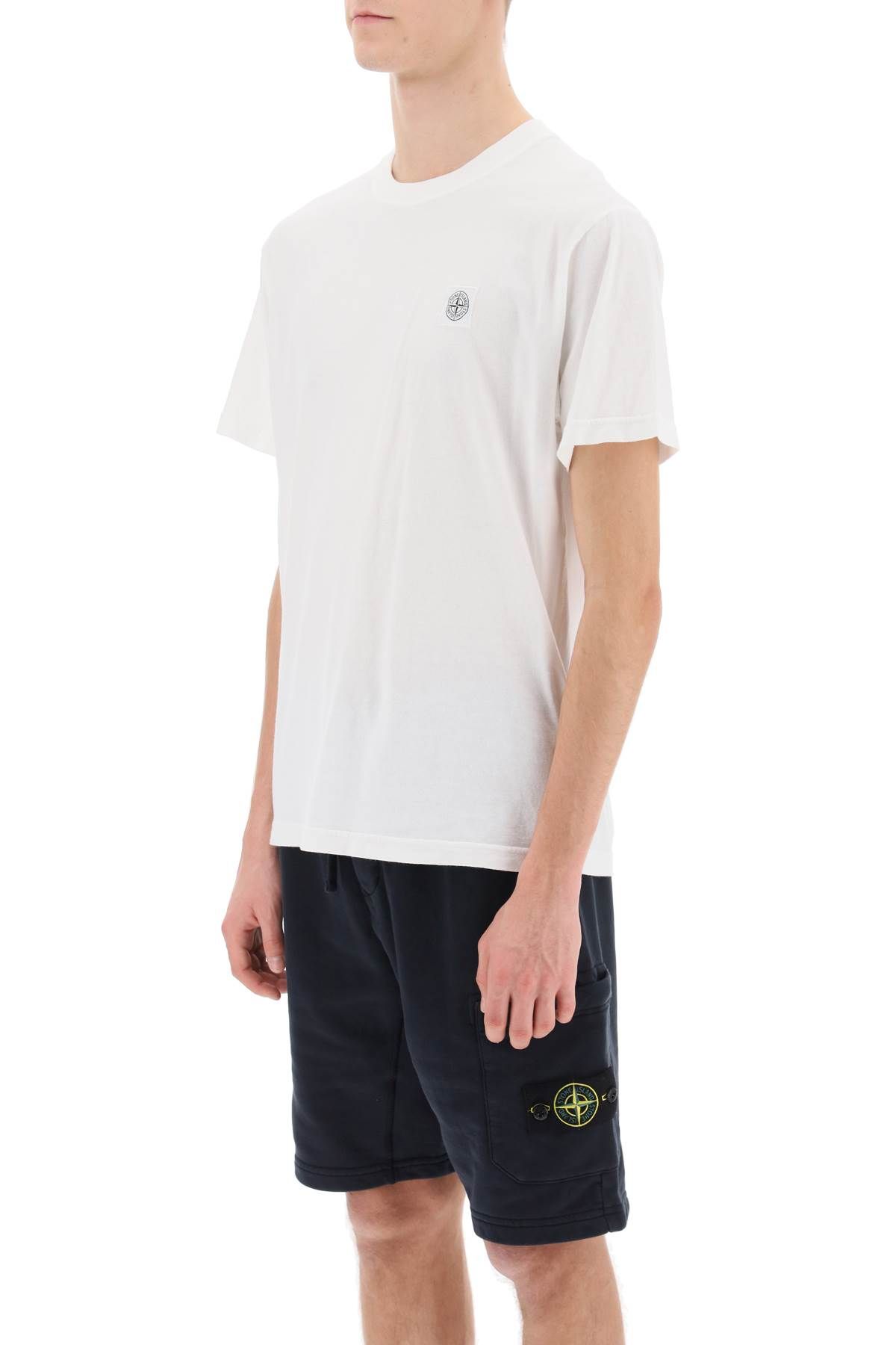 Shop Stone Island Crew-neck T-shirt With Logo Patch In White