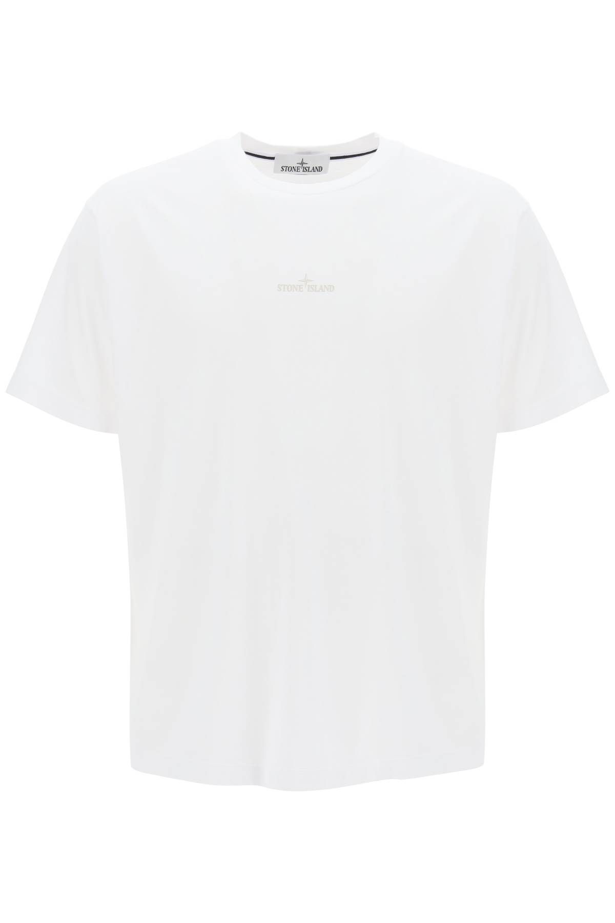 Stone Island T-shirt With Lived-in Effect Print In White