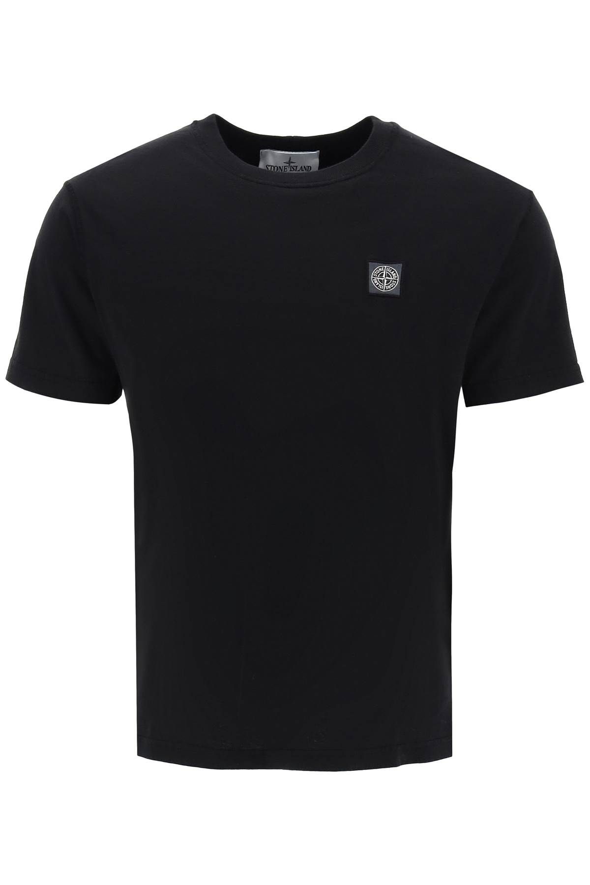 Stone Island Crew-neck T-shirt With Logo Patch In Black