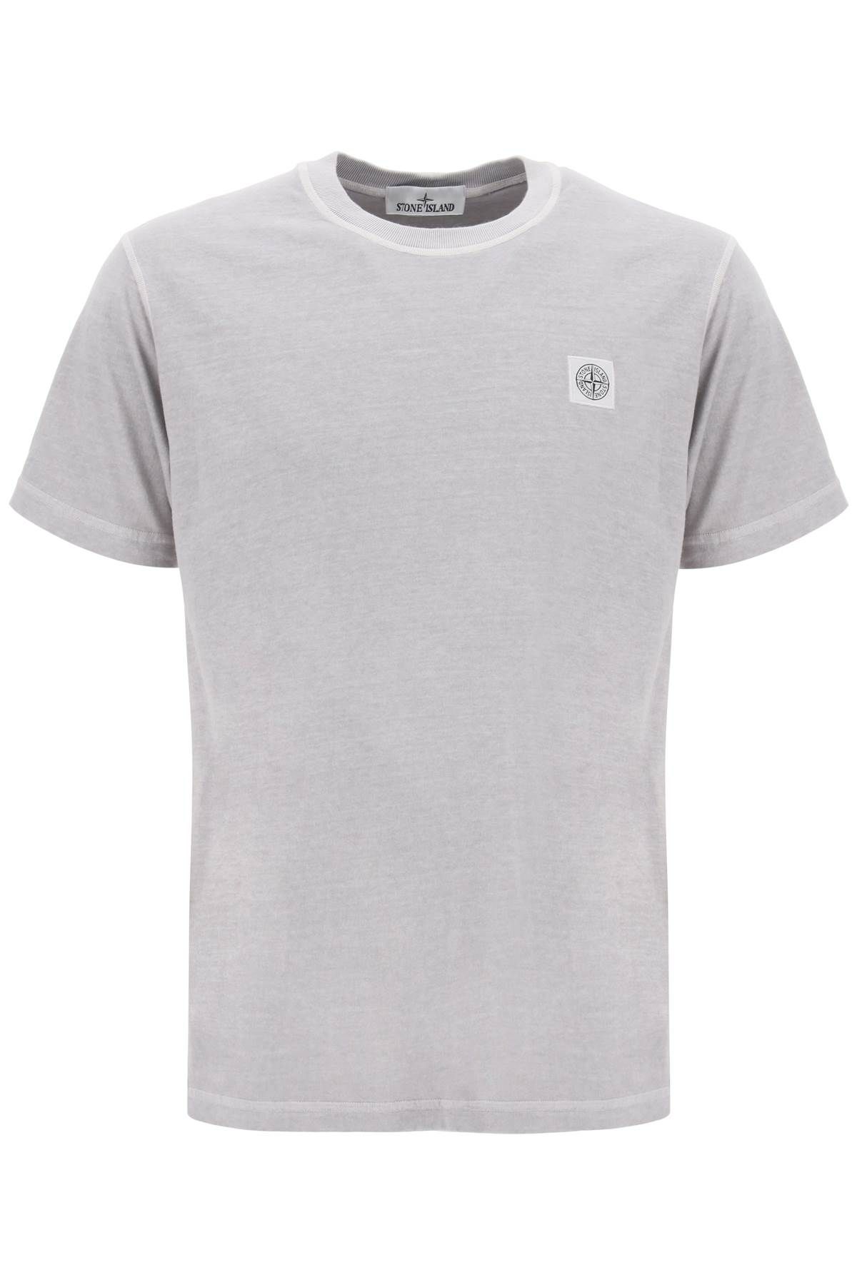Stone Island Crew-neck T-shirt With Logo Patch In Grey