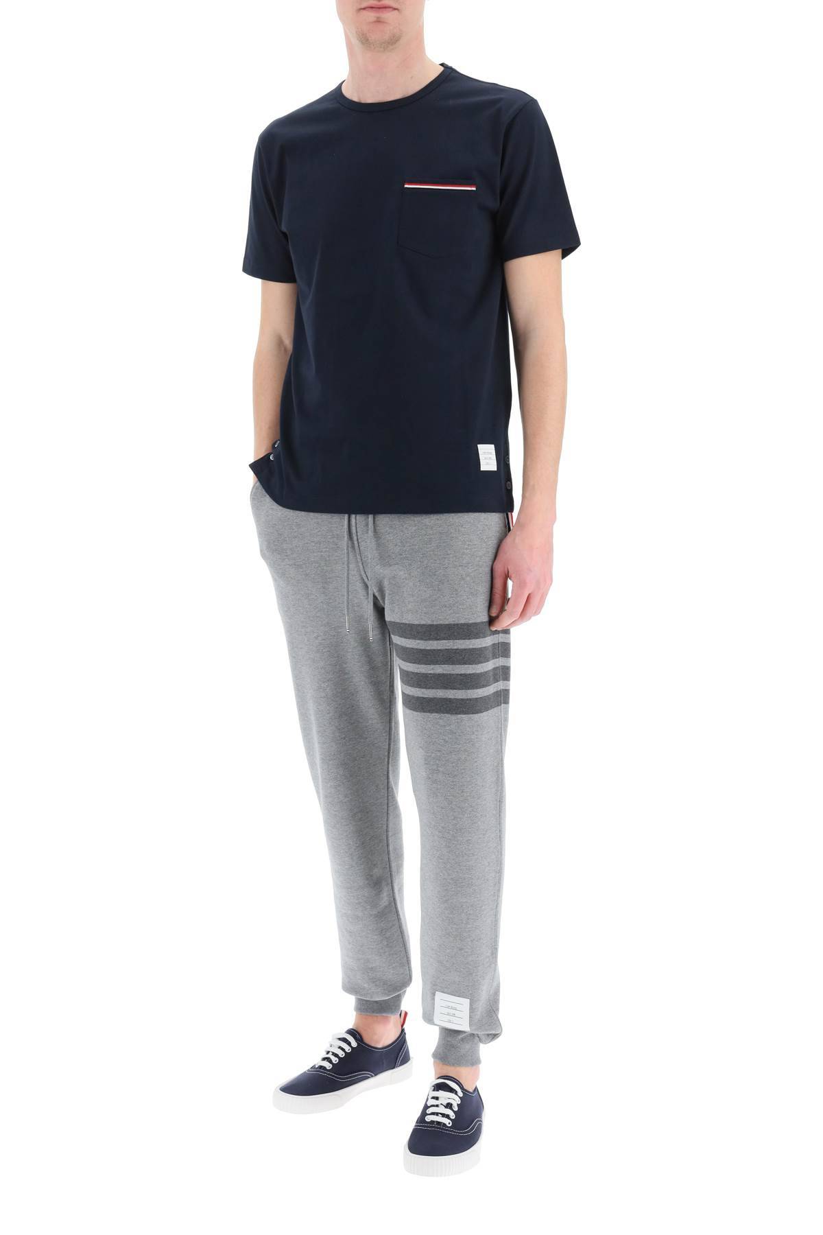 Shop Thom Browne T-shirt With Chest Pocket In Blue