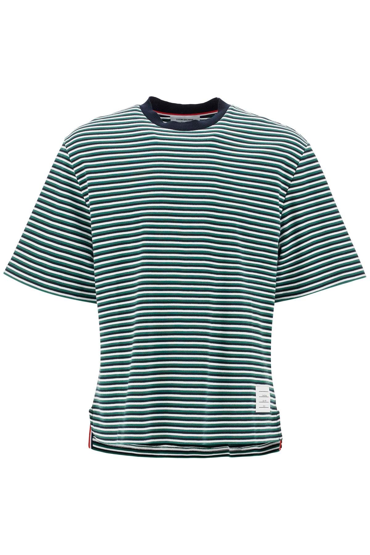 Shop Thom Browne "striped Oversized Jersey T-shirt" In Green