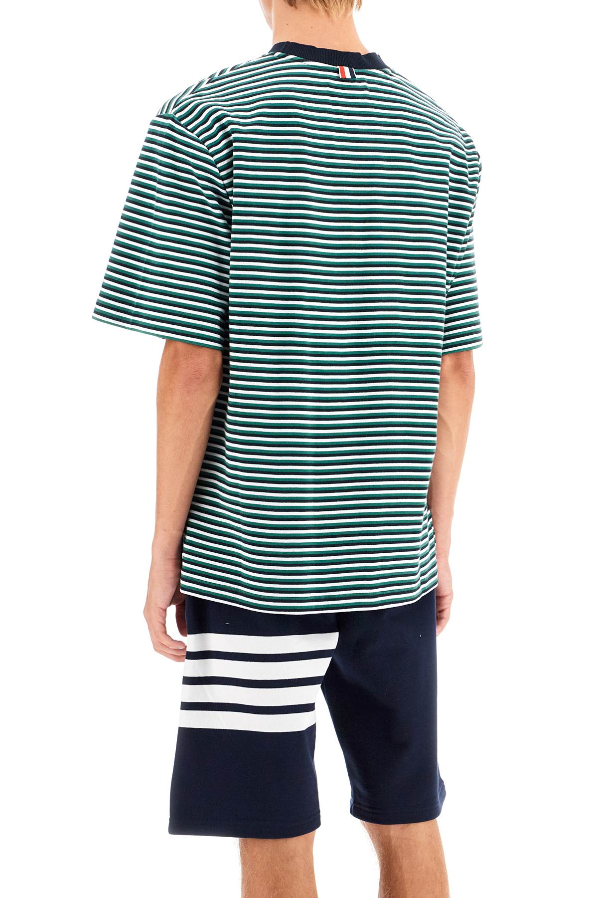 Shop Thom Browne "striped Oversized Jersey T-shirt" In Green