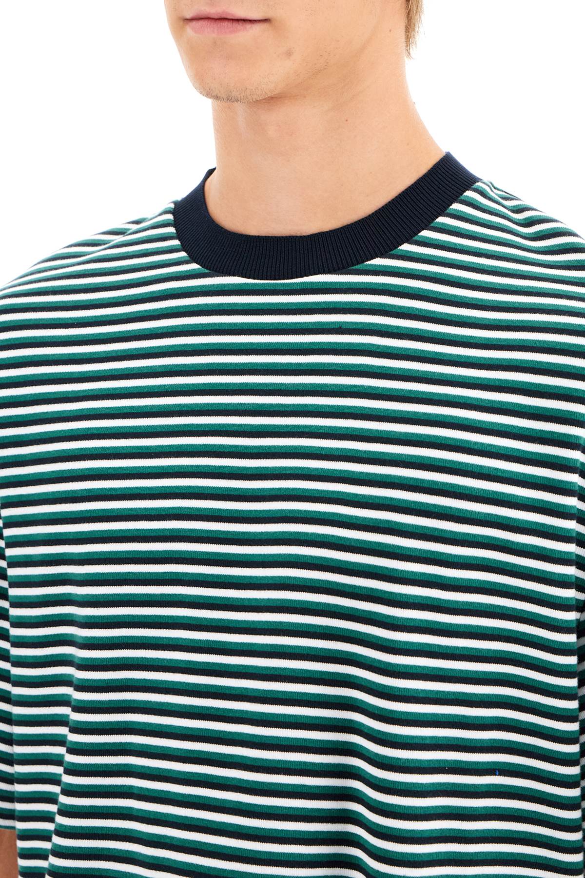 Shop Thom Browne "striped Oversized Jersey T-shirt" In Green