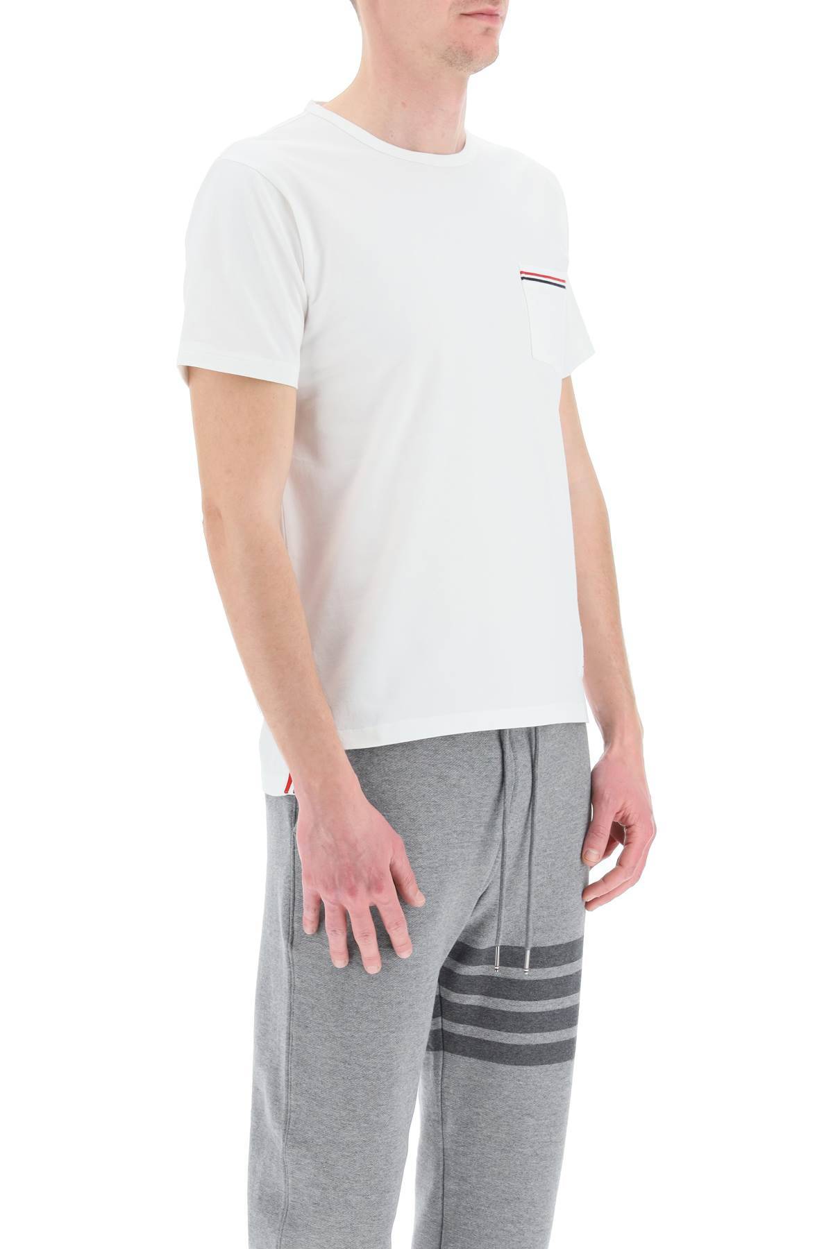 Shop Thom Browne T-shirt With Chest Pocket In White