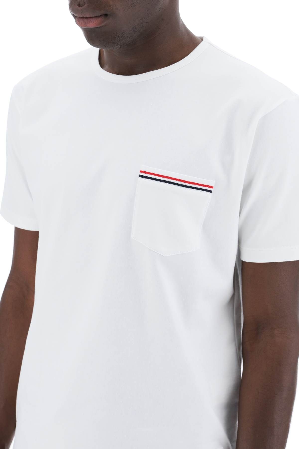 Shop Thom Browne Rwb Pocket T-shirt In White