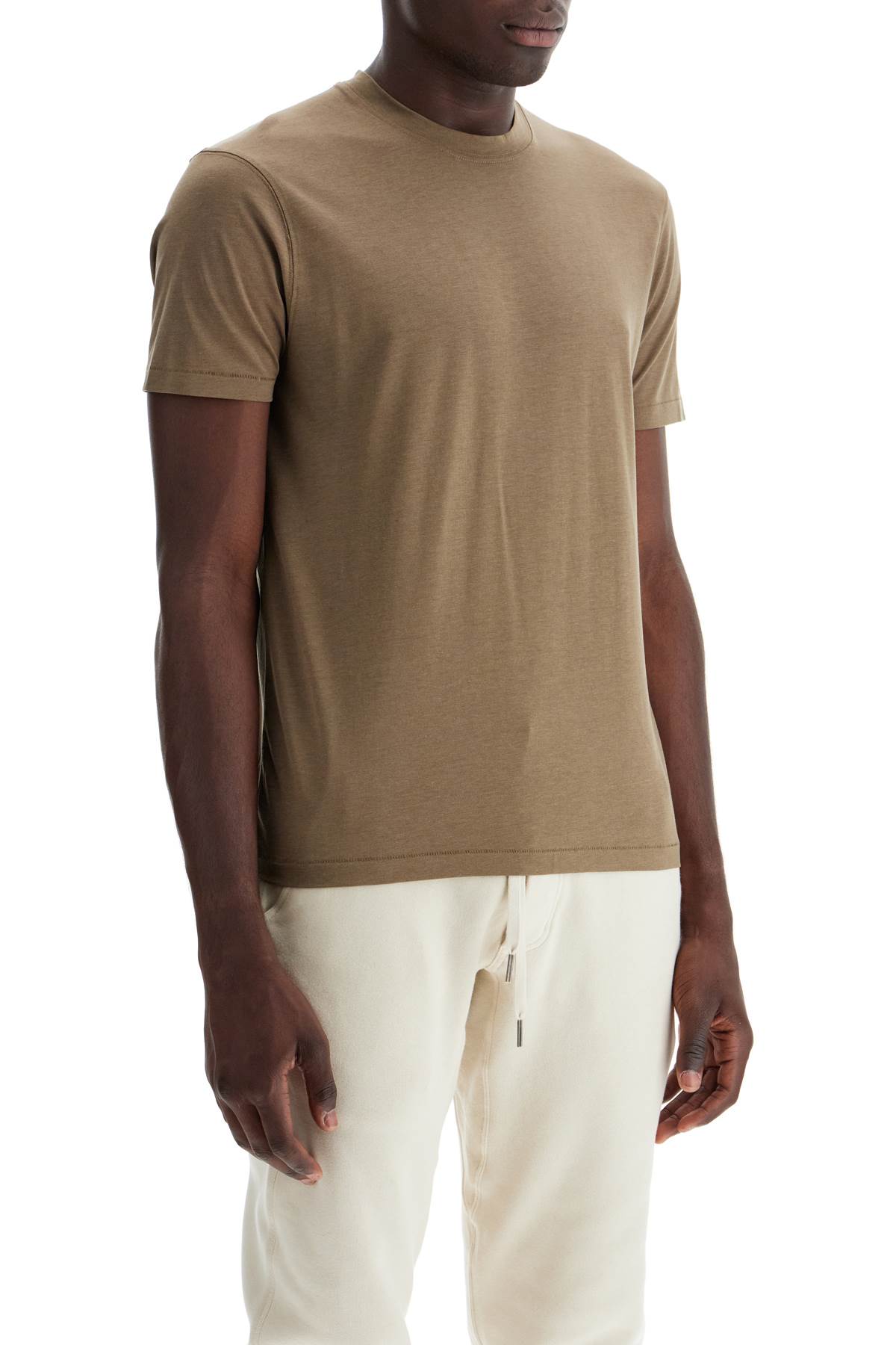 Shop Tom Ford Cotton-lyocell T-shirt In Khaki