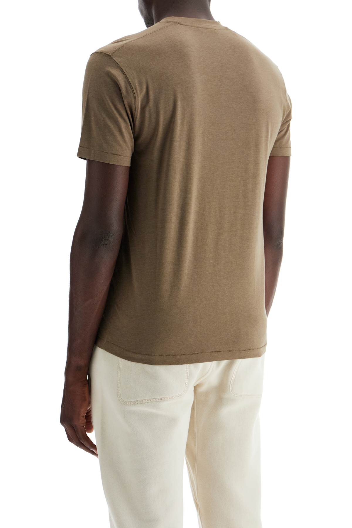 Shop Tom Ford Cotton-lyocell T-shirt In Khaki