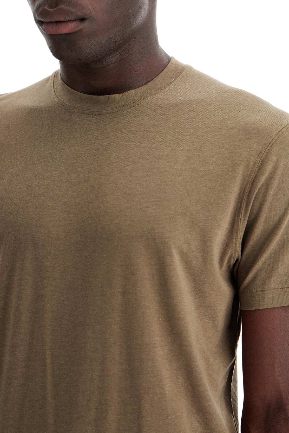 Shop Tom Ford Cotton-lyocell T-shirt In Khaki