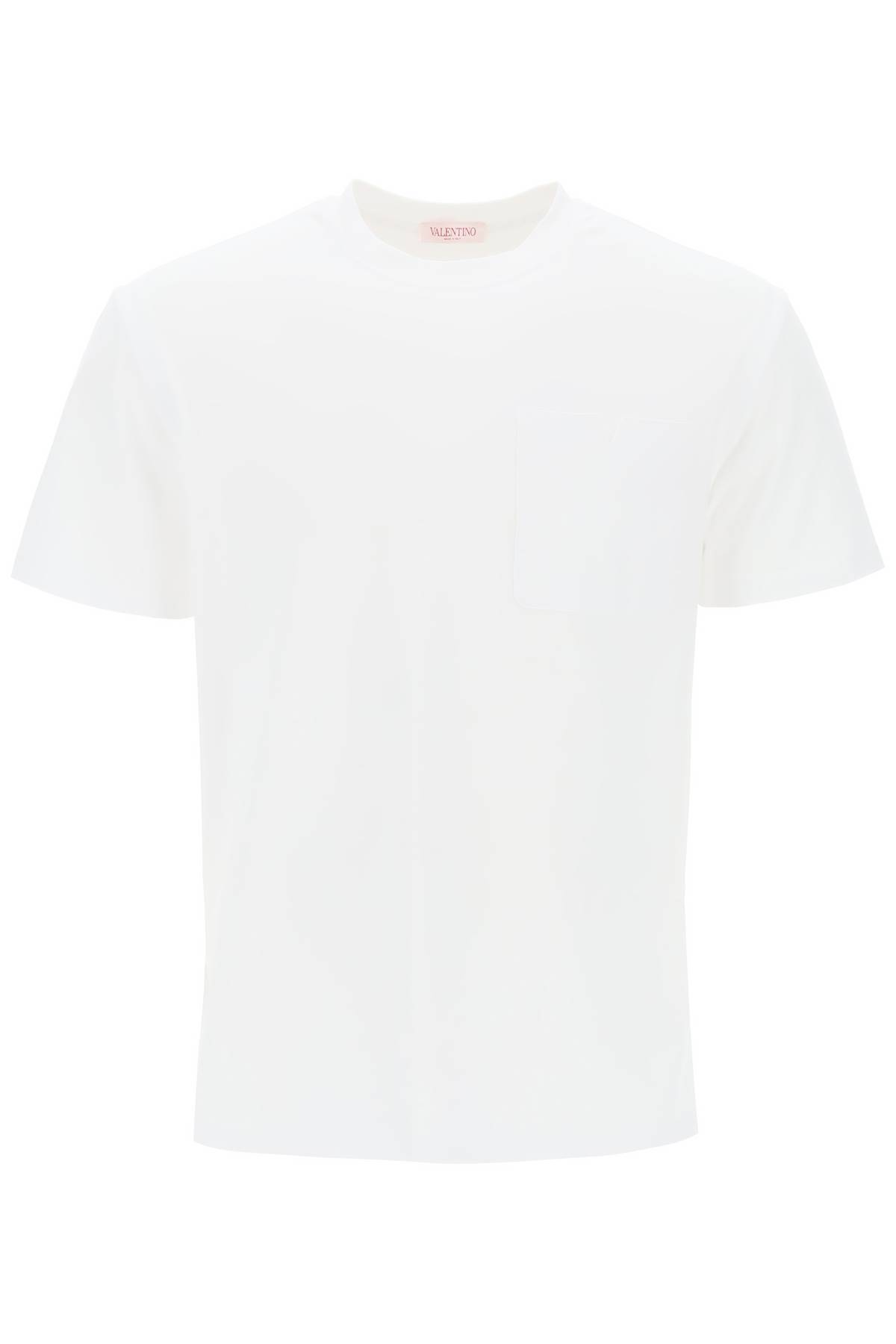 Shop Valentino "cotton T-shirt With V Detail" In White