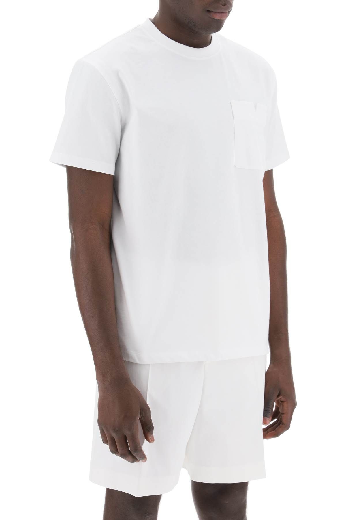 Shop Valentino "cotton T-shirt With V Detail" In White