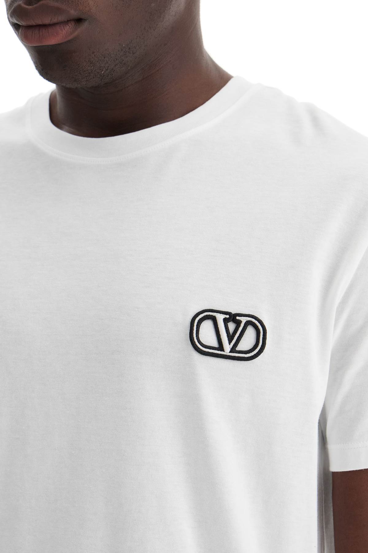 Shop Valentino T-shirt With Vlogo Signature Patch In White