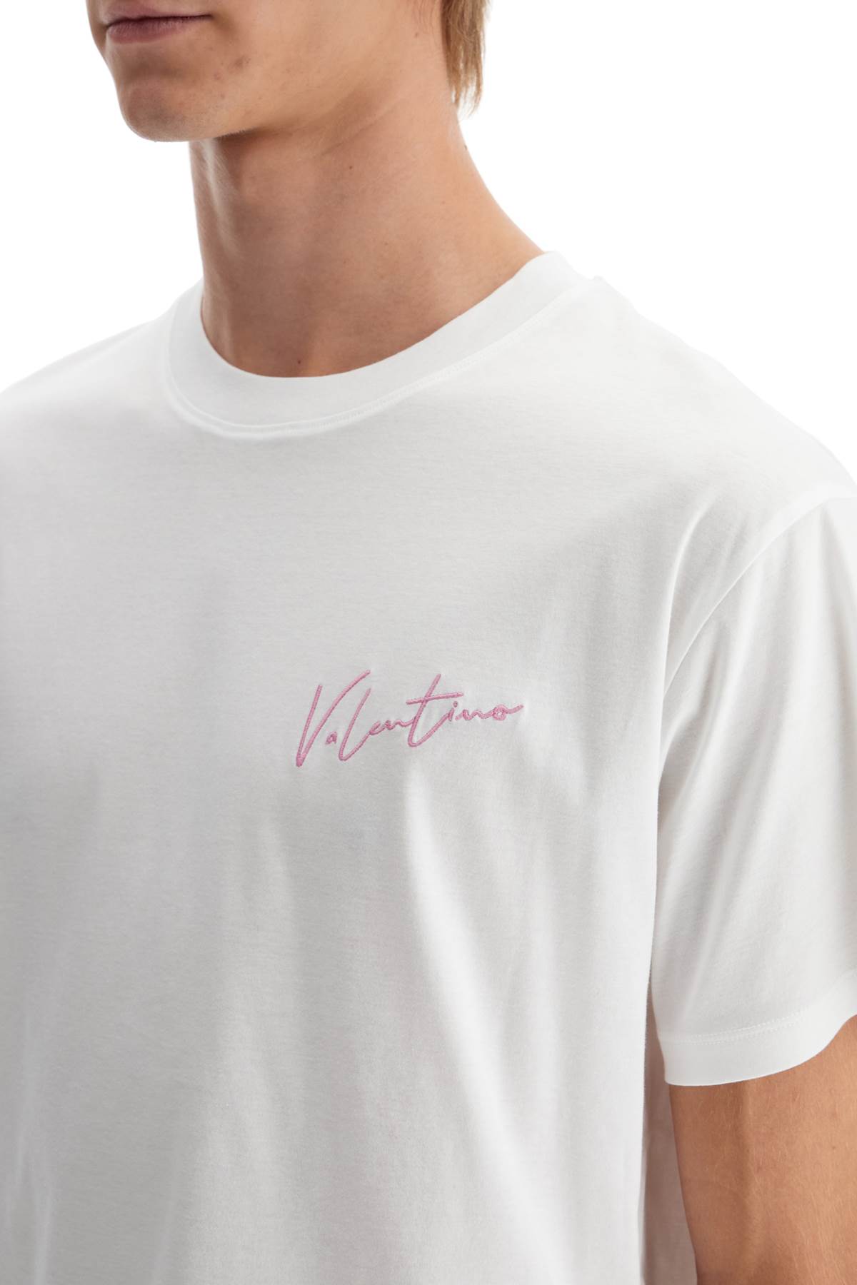 Shop Valentino 't-shirt With Embroidery And Print Design In White