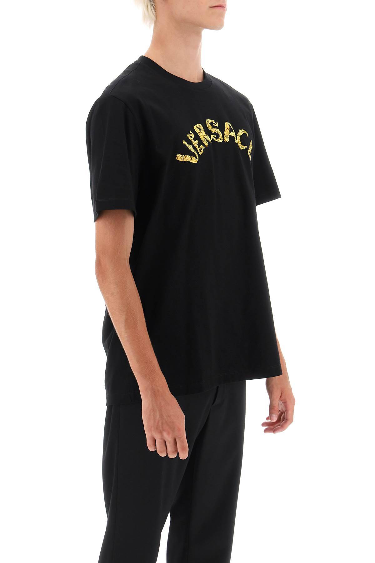 Shop Versace Seashell Baroque T-shirt In Black