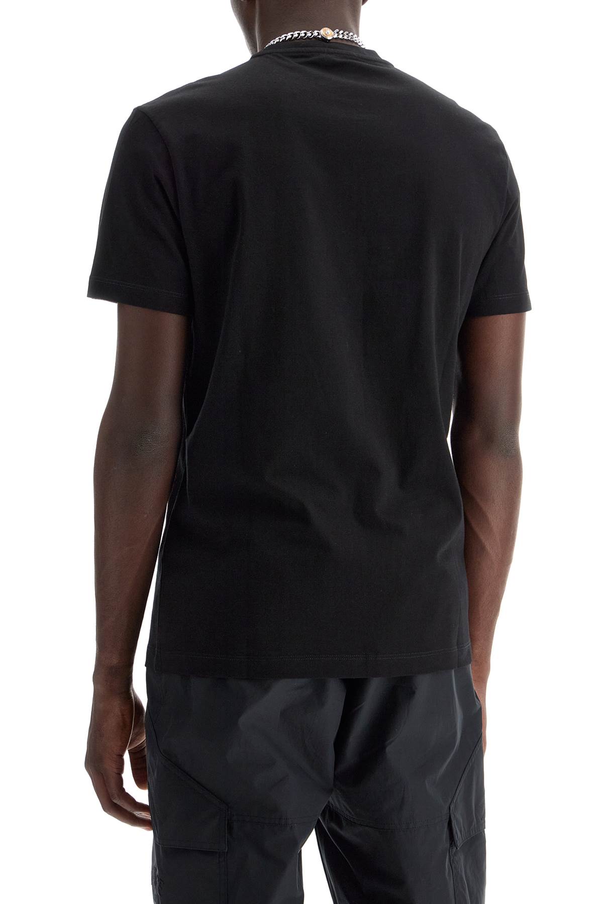 Shop Versace Embroidered Logo T-shirt In Black