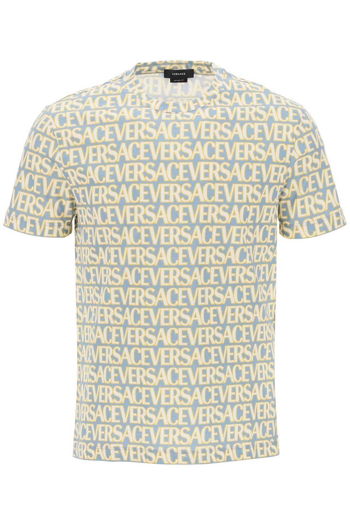 Shop Versace Allover T-shirt In Light Blue,yellow,white