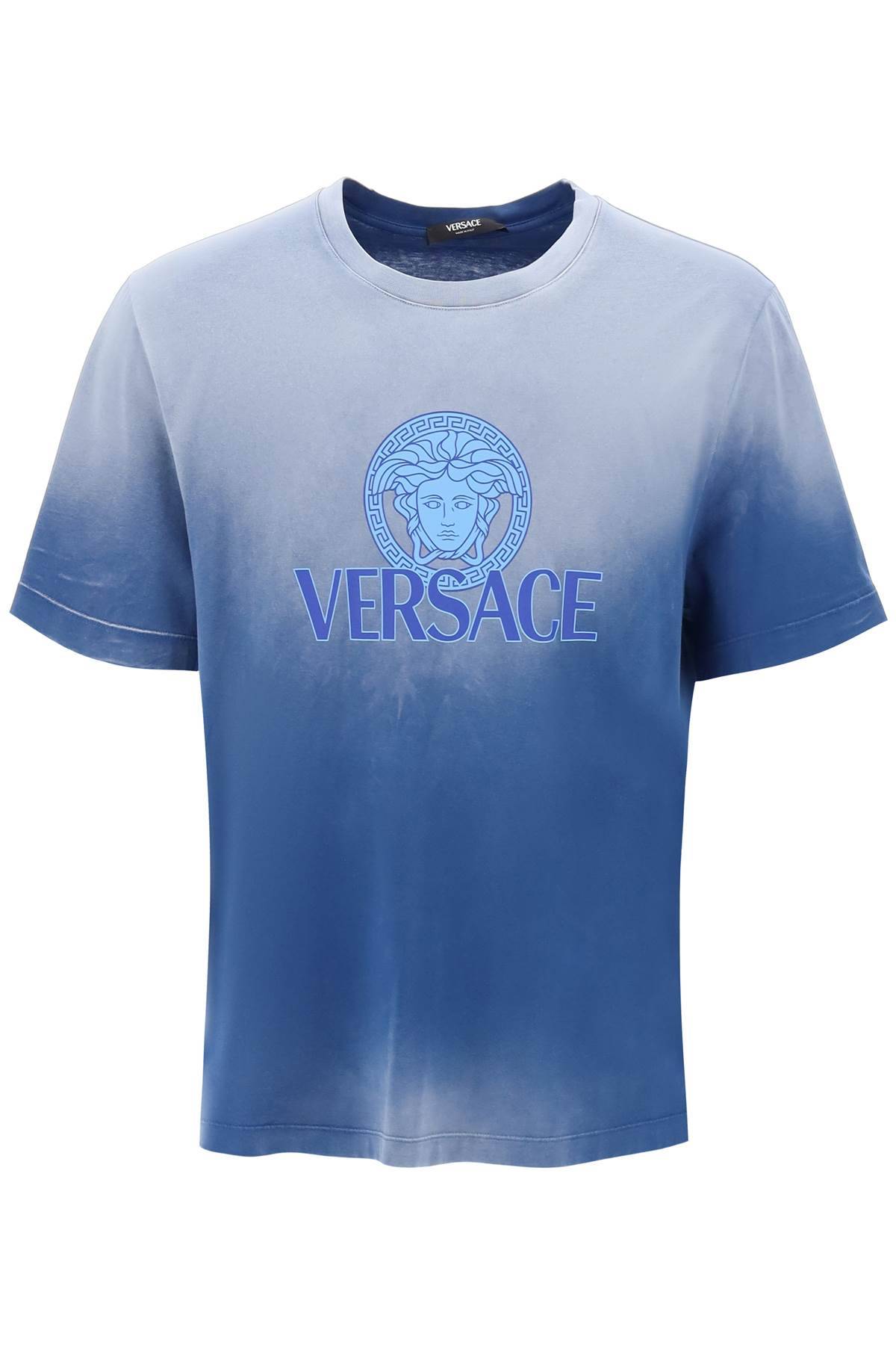 Shop Versace "gradient Medusa T-shirt In Blue,light Blue