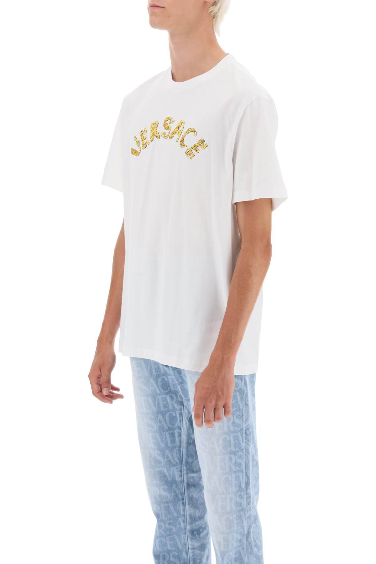 Shop Versace Seashell Baroque T-shirt In White