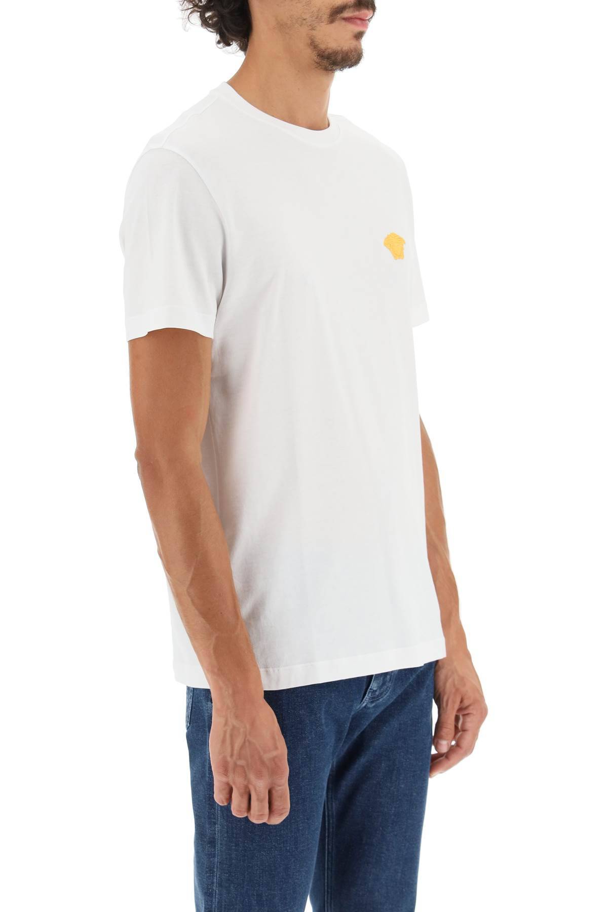 Shop Versace Medusa Embroidered T-shirt In White