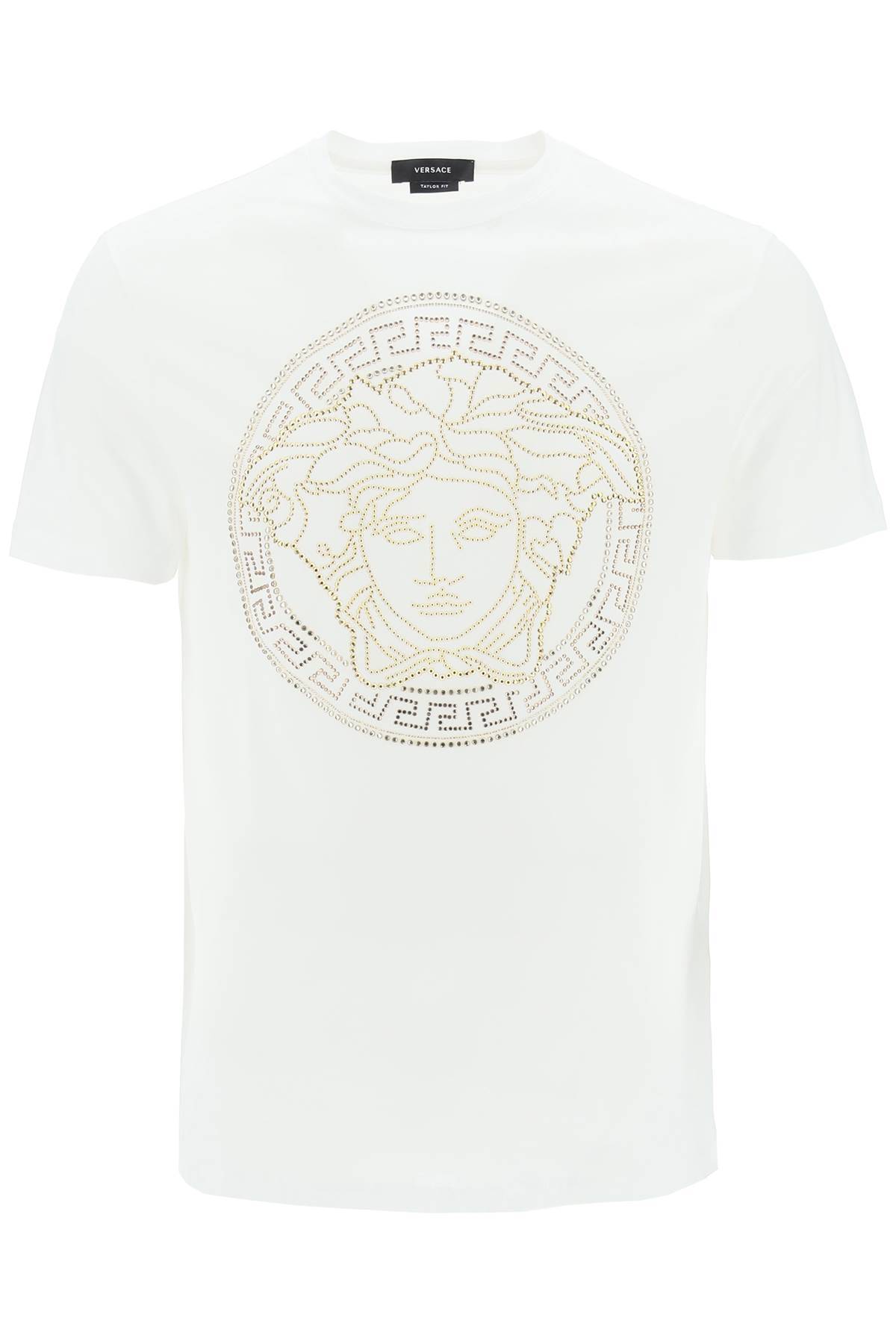 Shop Versace Medusa-studded Taylor Fit T-shirt In White