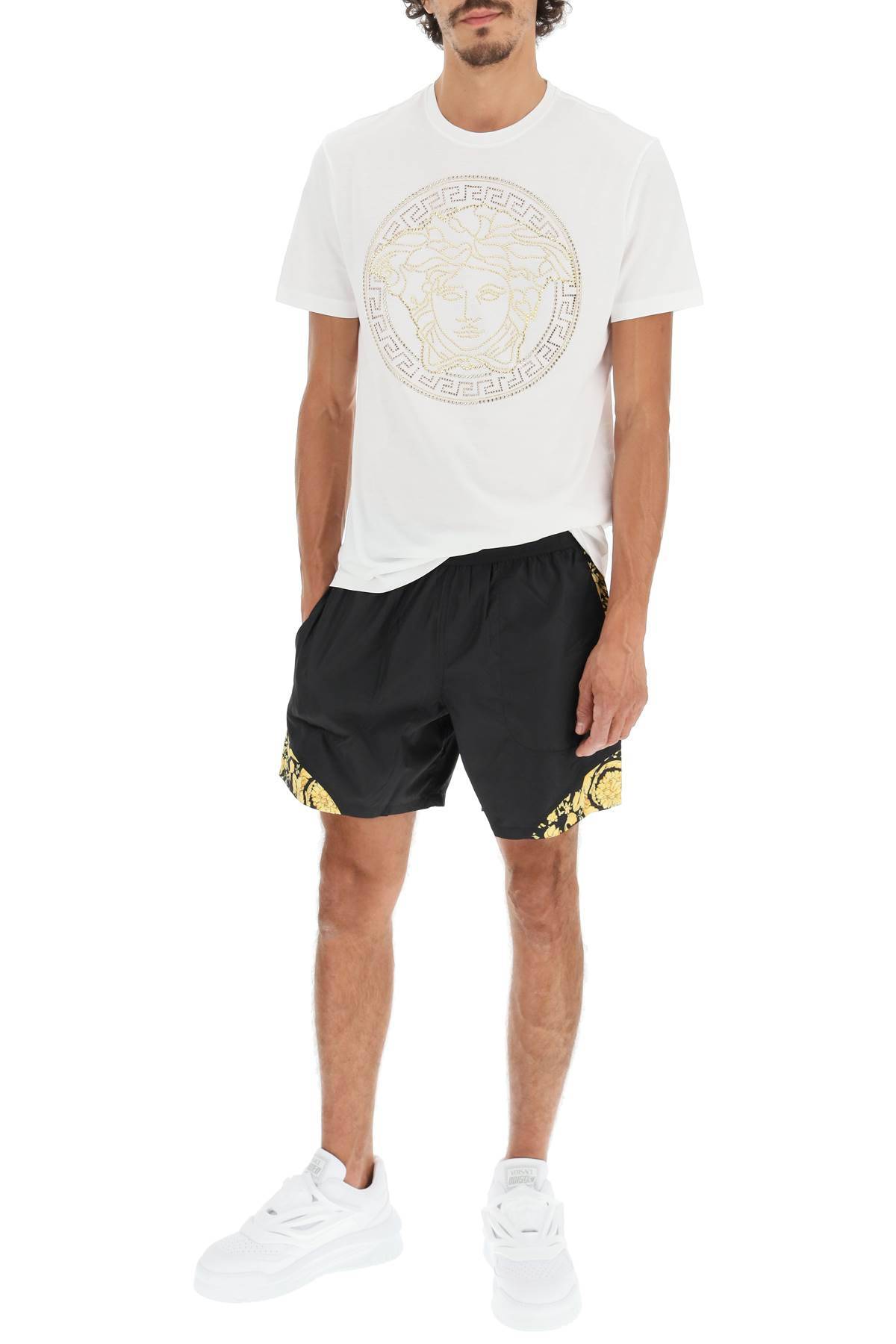 Shop Versace Medusa-studded Taylor Fit T-shirt In White