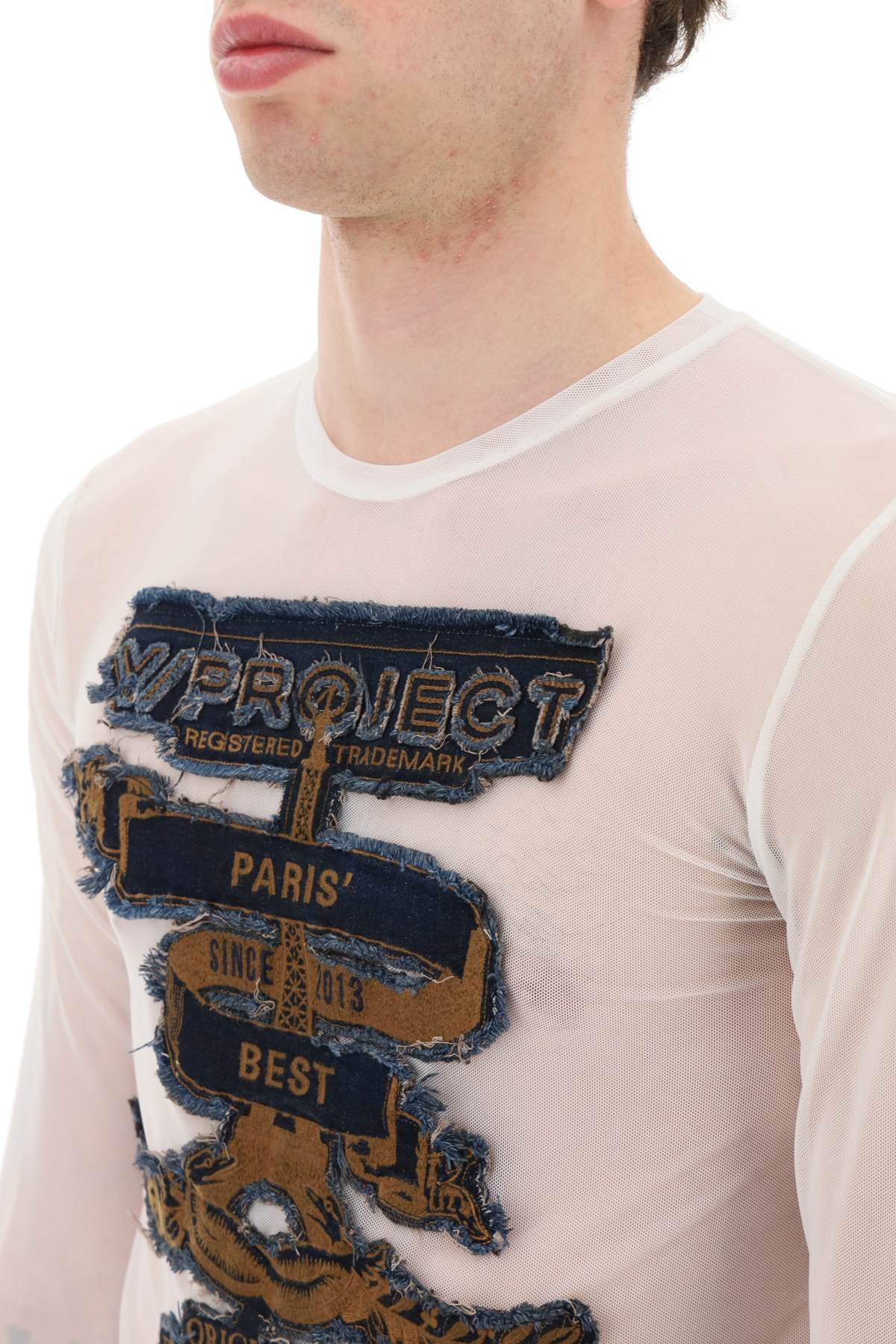 Shop Y/project Paris' Best Long Sleeve Mesh T-shirt In White