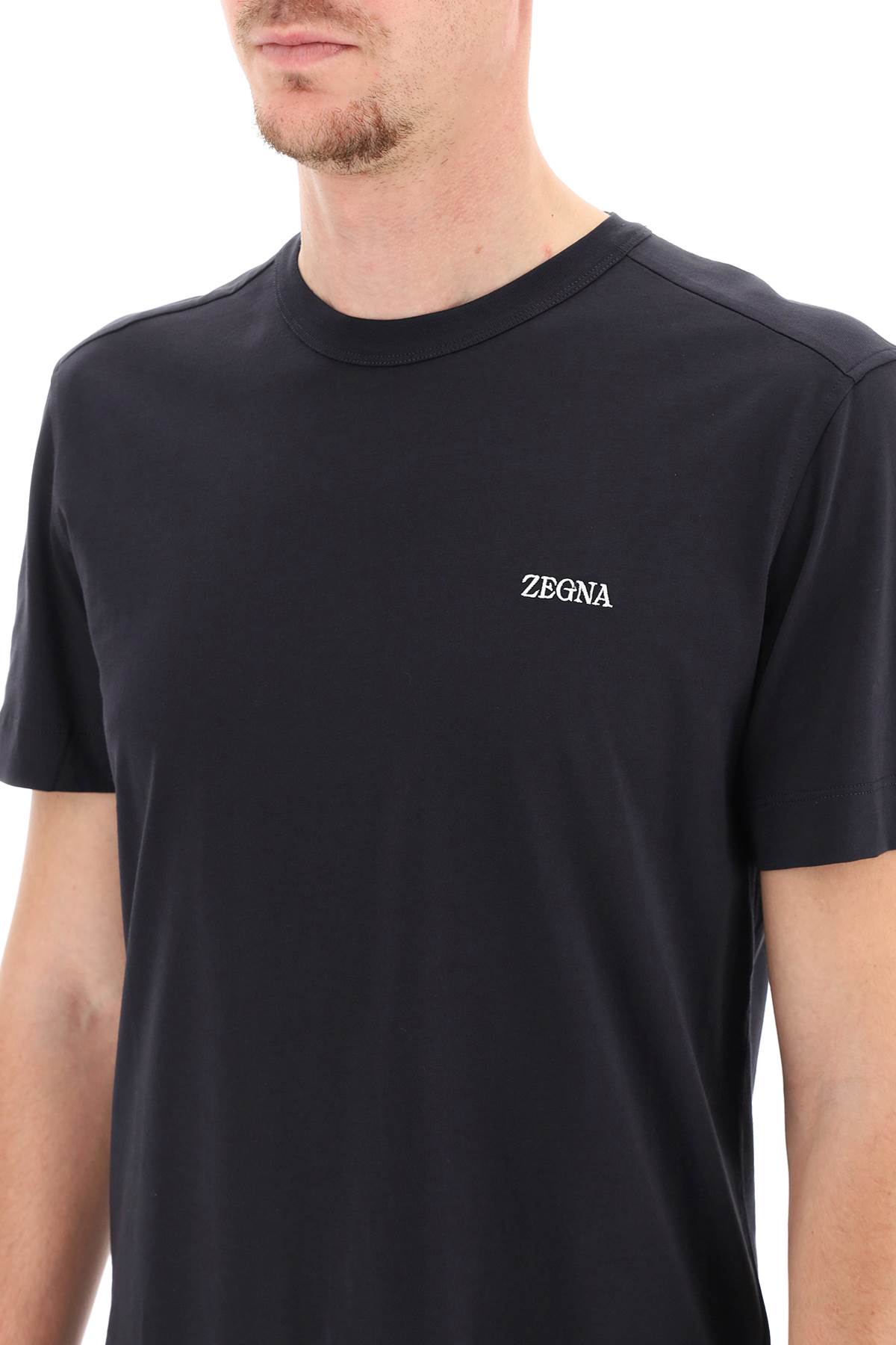 Shop Zegna Logo T-shirt In Blue