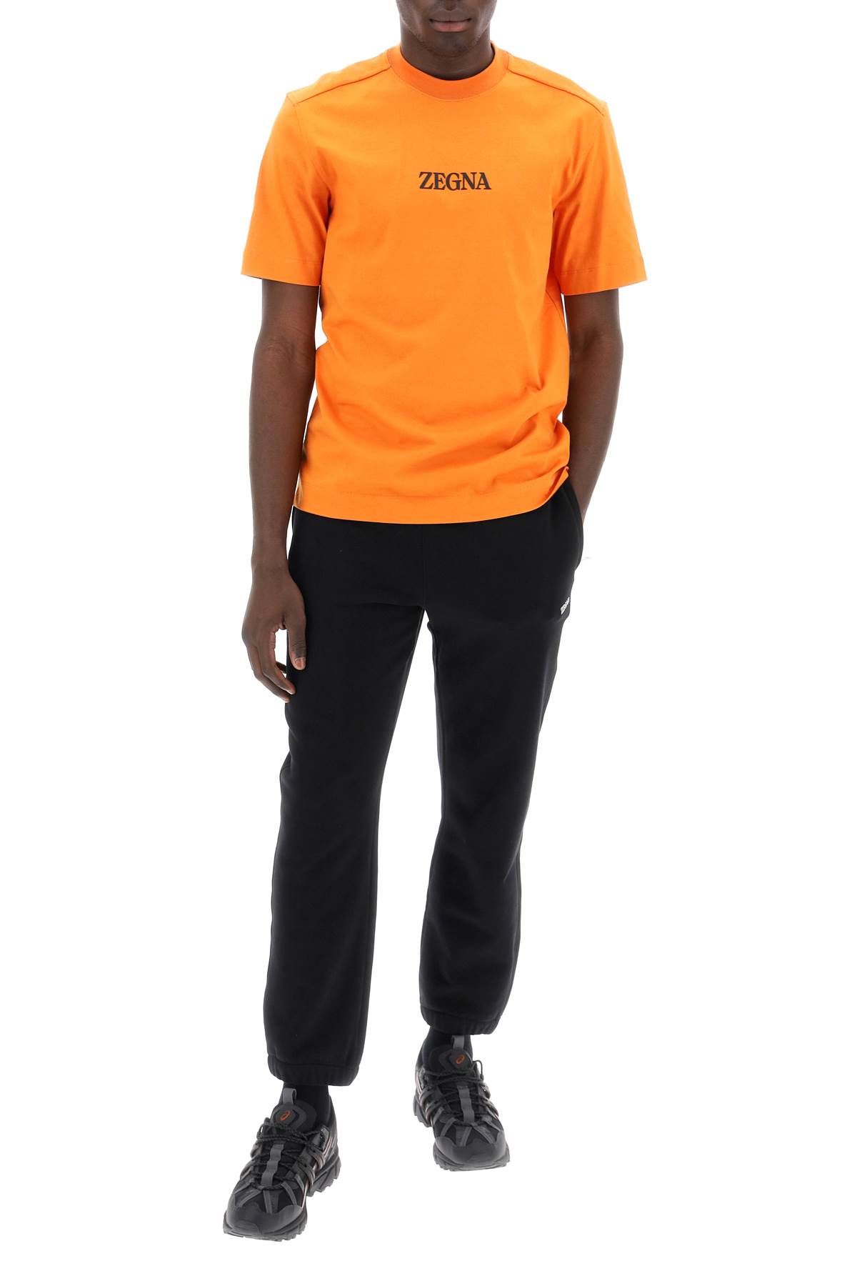 Shop Zegna Crewneck T-shirt In Orange