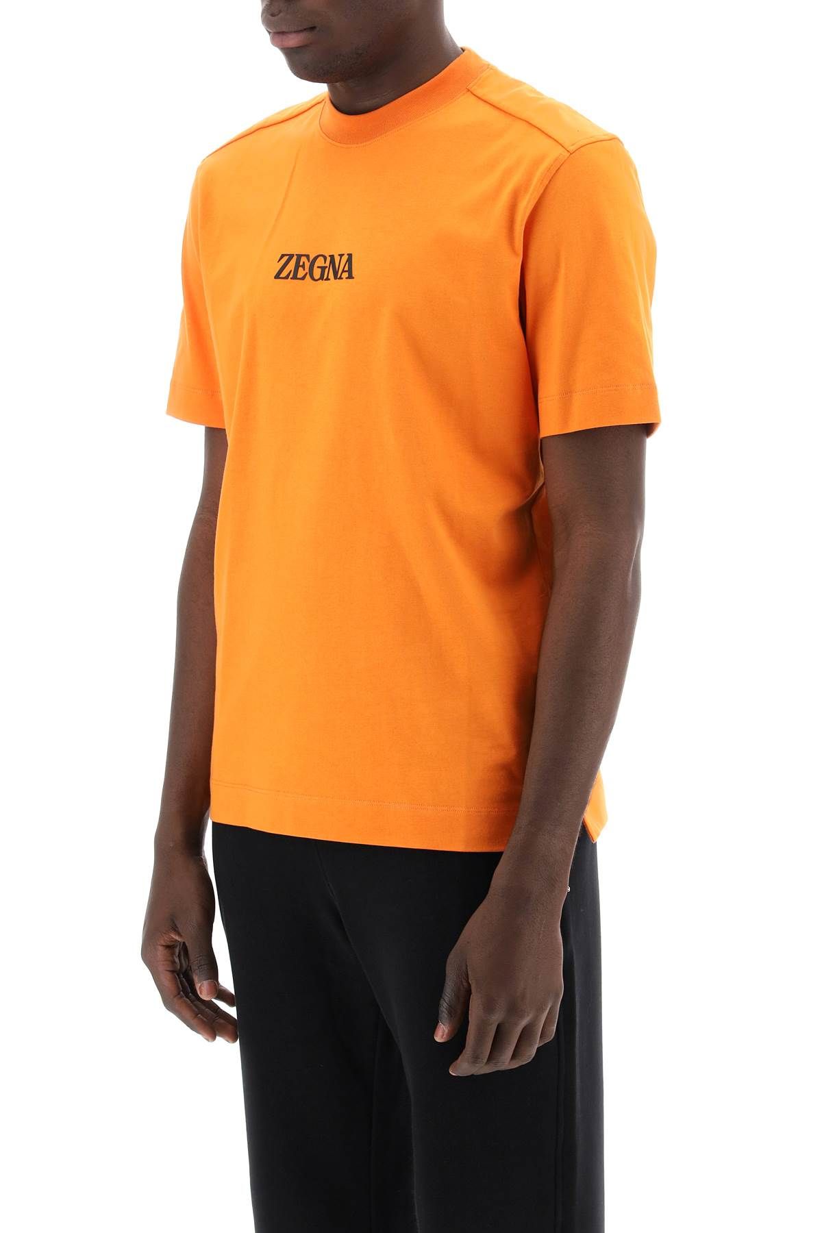 Shop Zegna Crewneck T-shirt In Orange