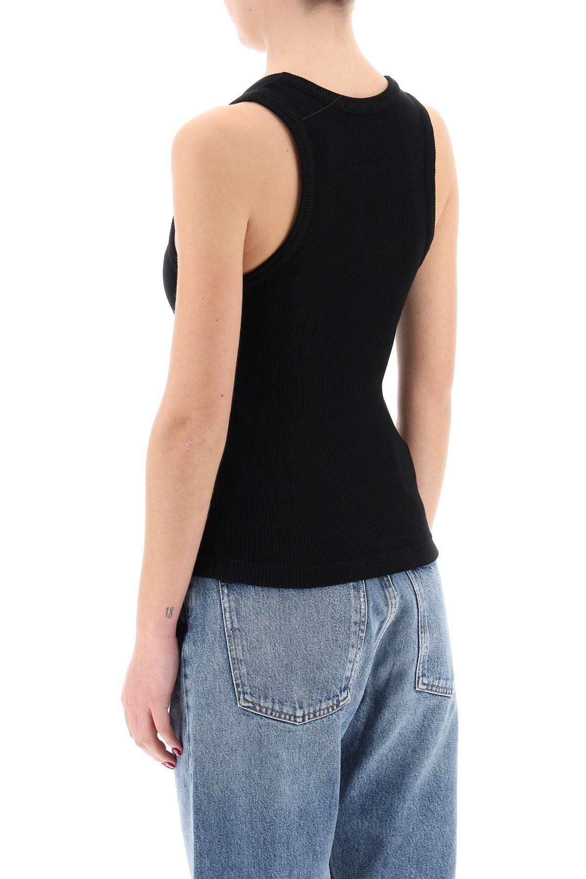 Shop Agolde Poppy Ribbed Tank Top In Black