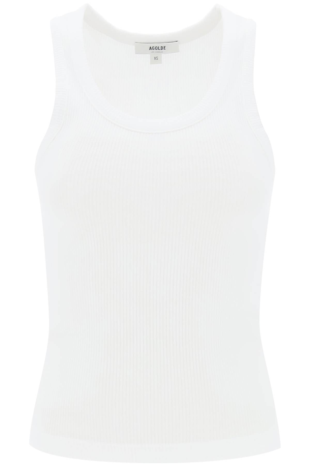Shop Agolde Poppy Ribbed Tank Top In White