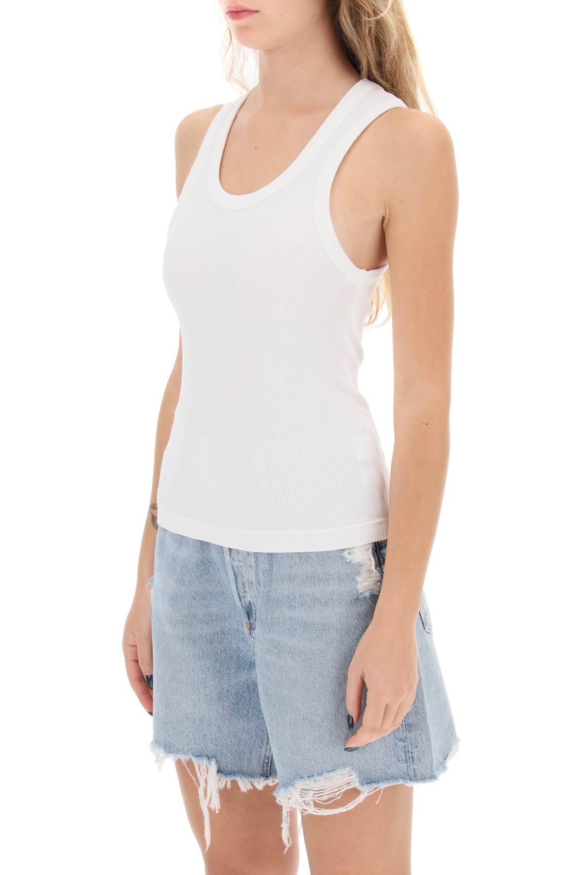 Shop Agolde Poppy Ribbed Tank Top In White
