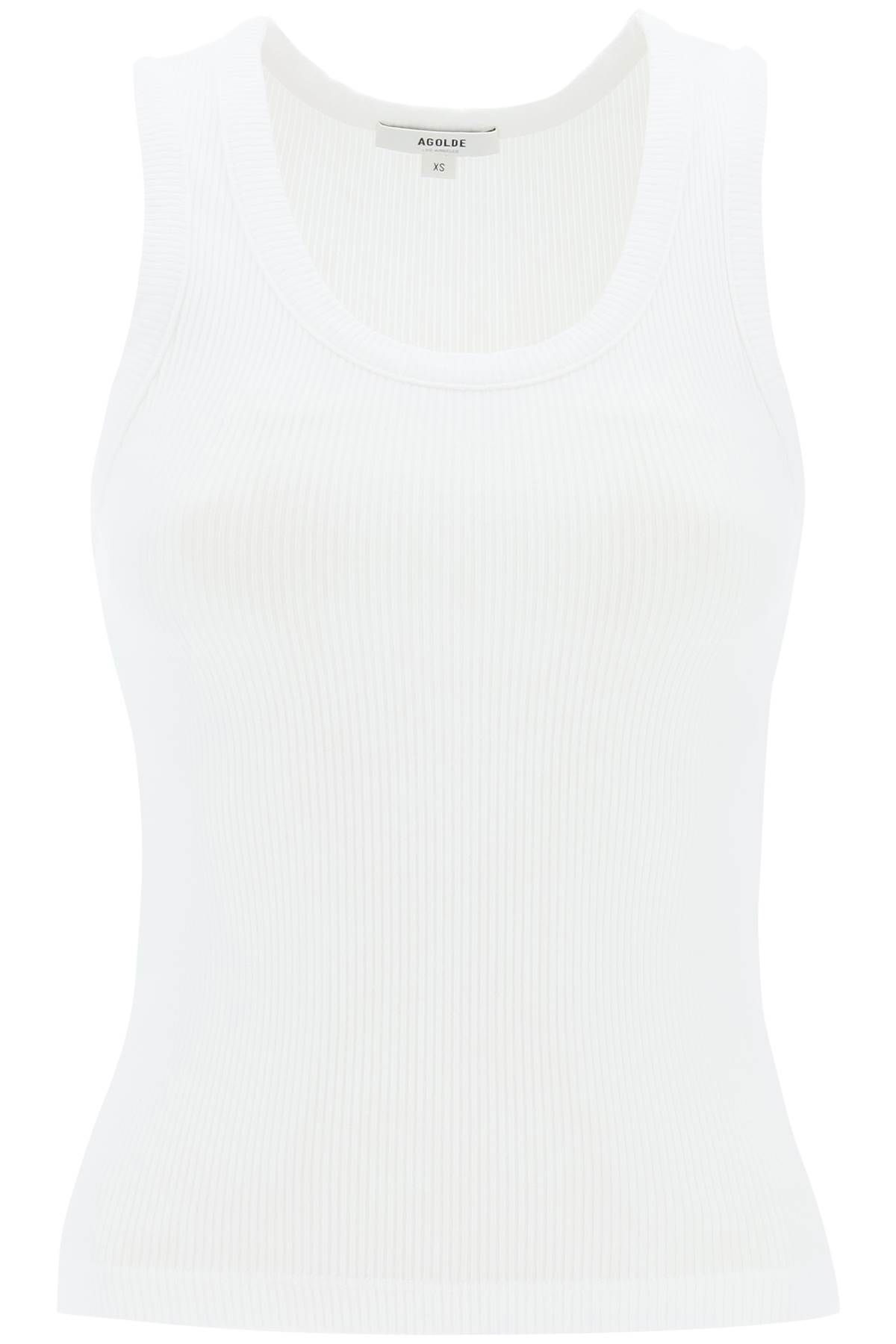 Shop Agolde Poppy Ribbed Tank Top In White