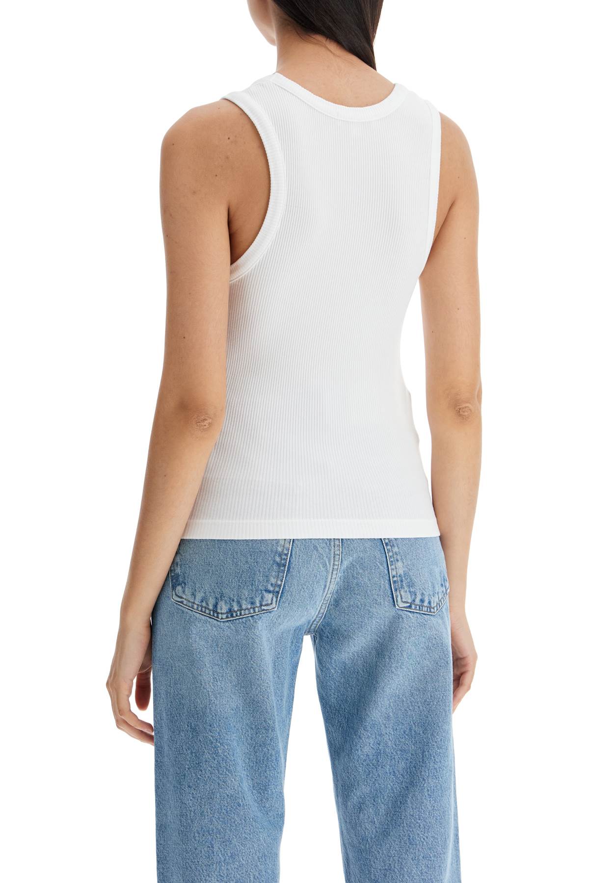 Shop Agolde Poppy Ribbed Tank Top In White