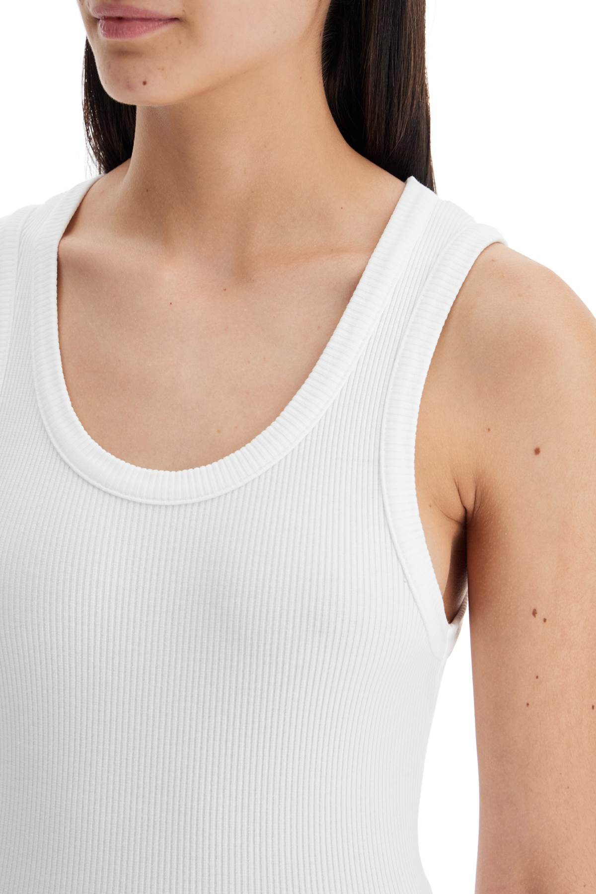 Shop Agolde Poppy Ribbed Tank Top In White