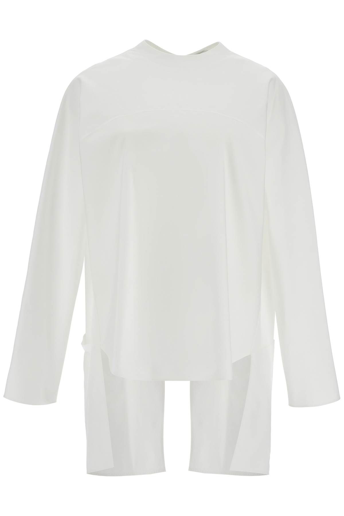 Shop Alaïa Asymmetric Poplin Top With In White