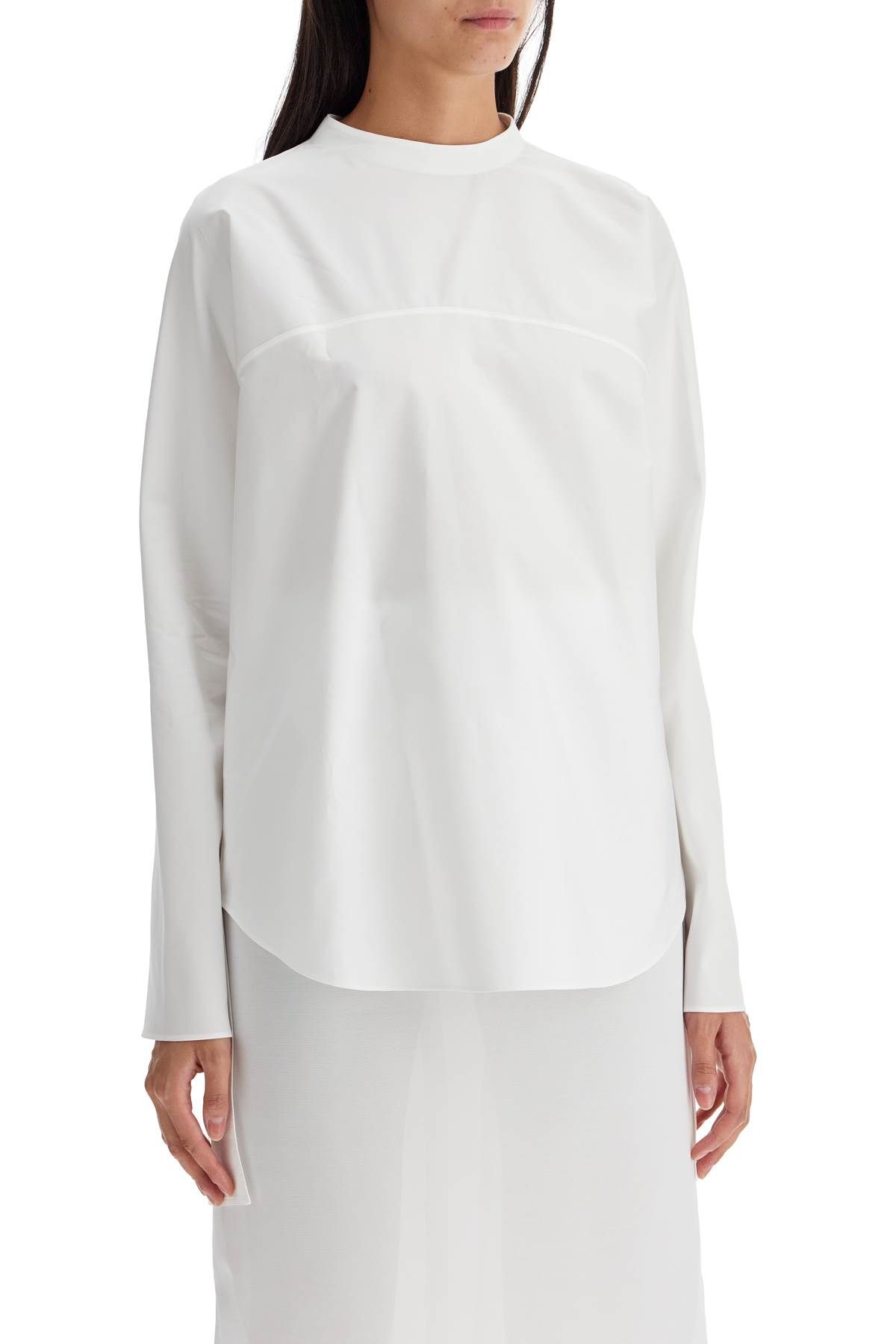 Shop Alaïa Asymmetric Poplin Top With In White