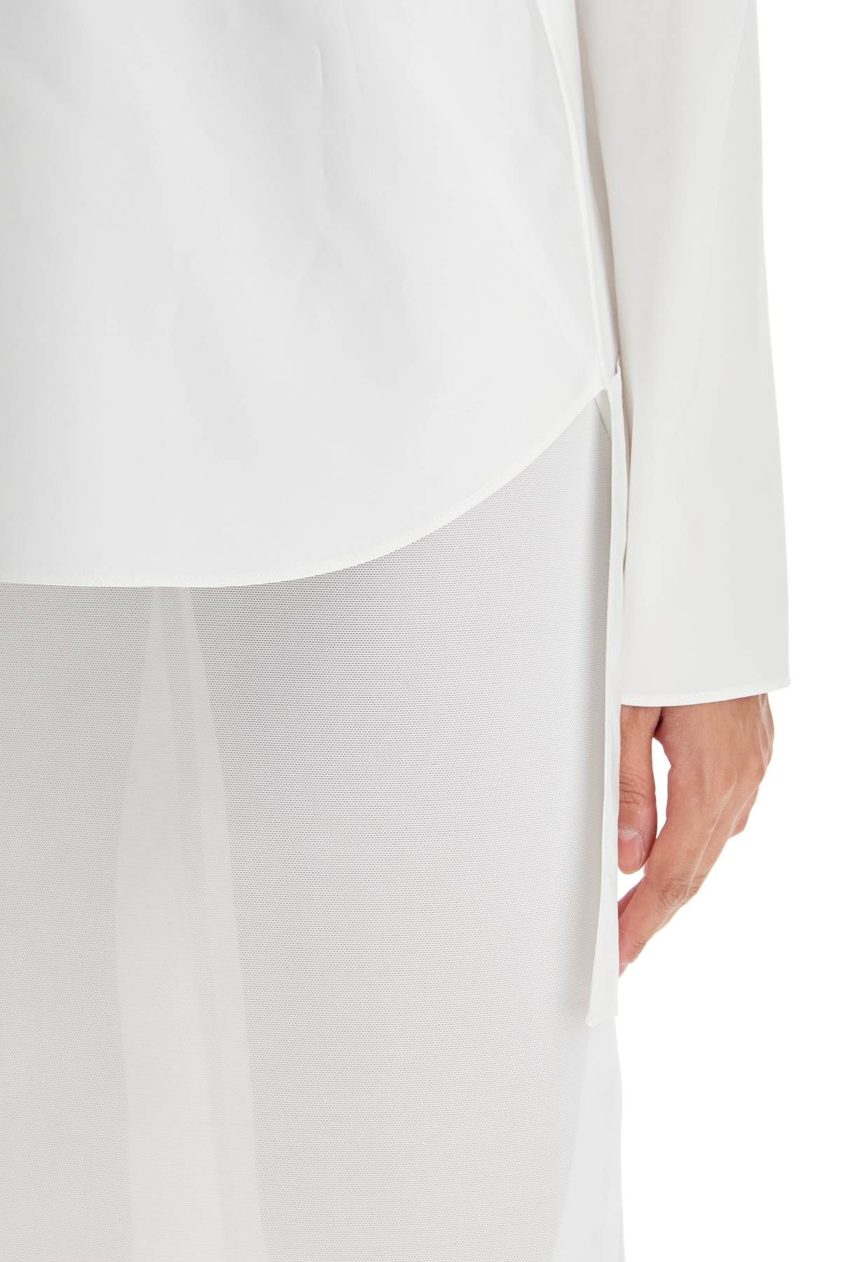 Shop Alaïa Asymmetric Poplin Top With In White