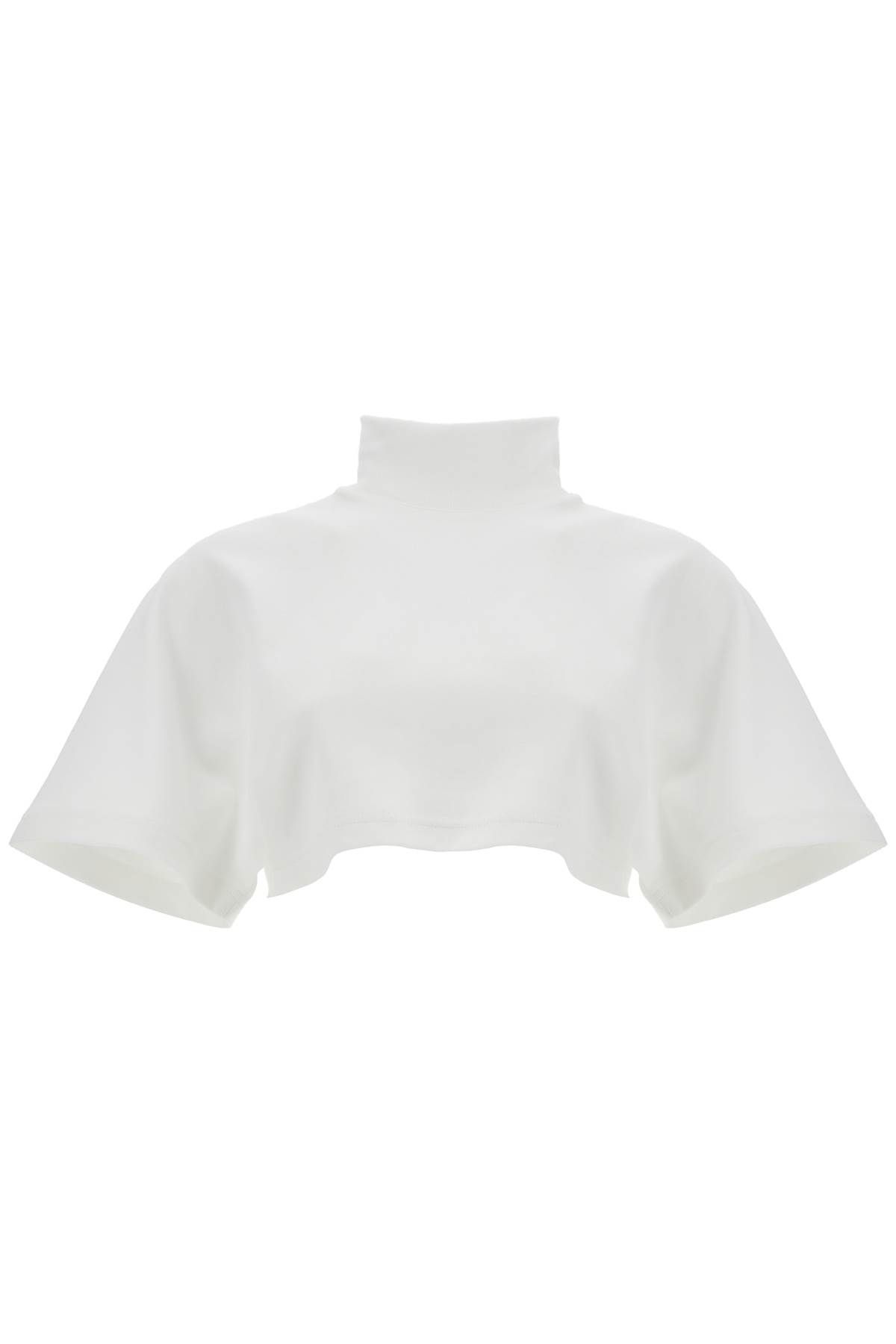 Shop Alaïa High-neck Jersey Crop Top In White